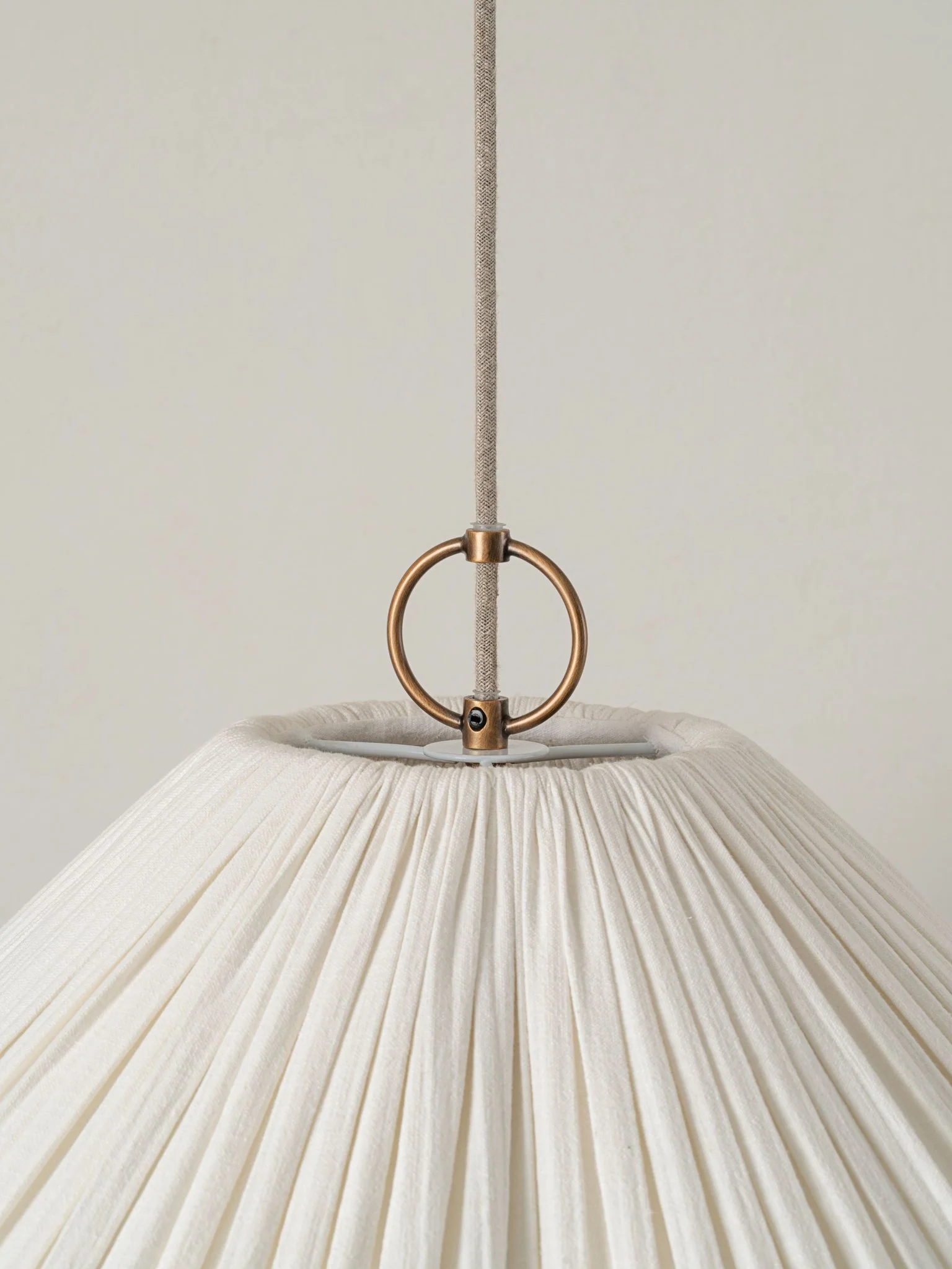 Lindi - Aged Brass And Linen Oversized Scalloped Pendant - Image 3