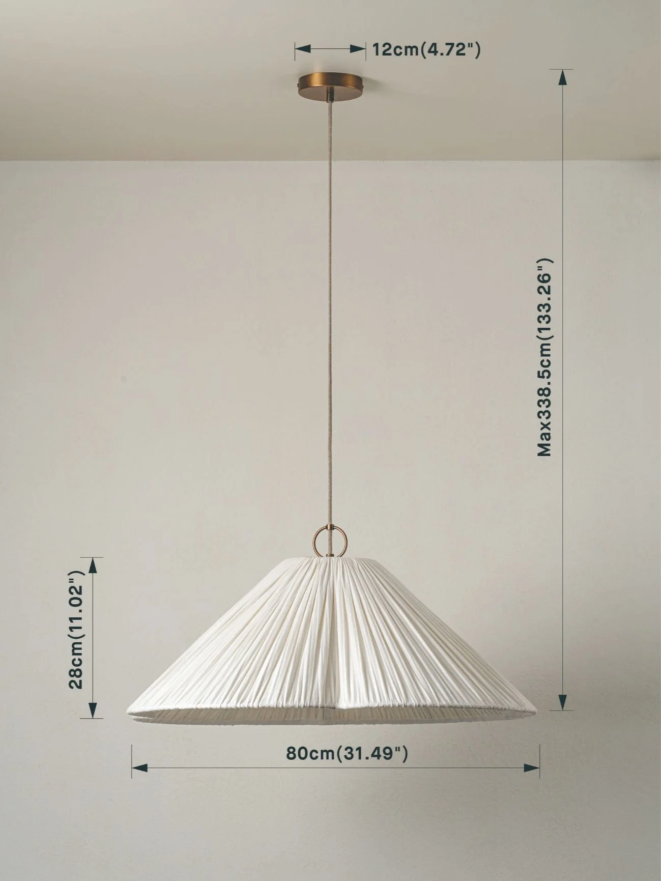 Lindi - Aged Brass And Linen Oversized Scalloped Pendant - Image 5