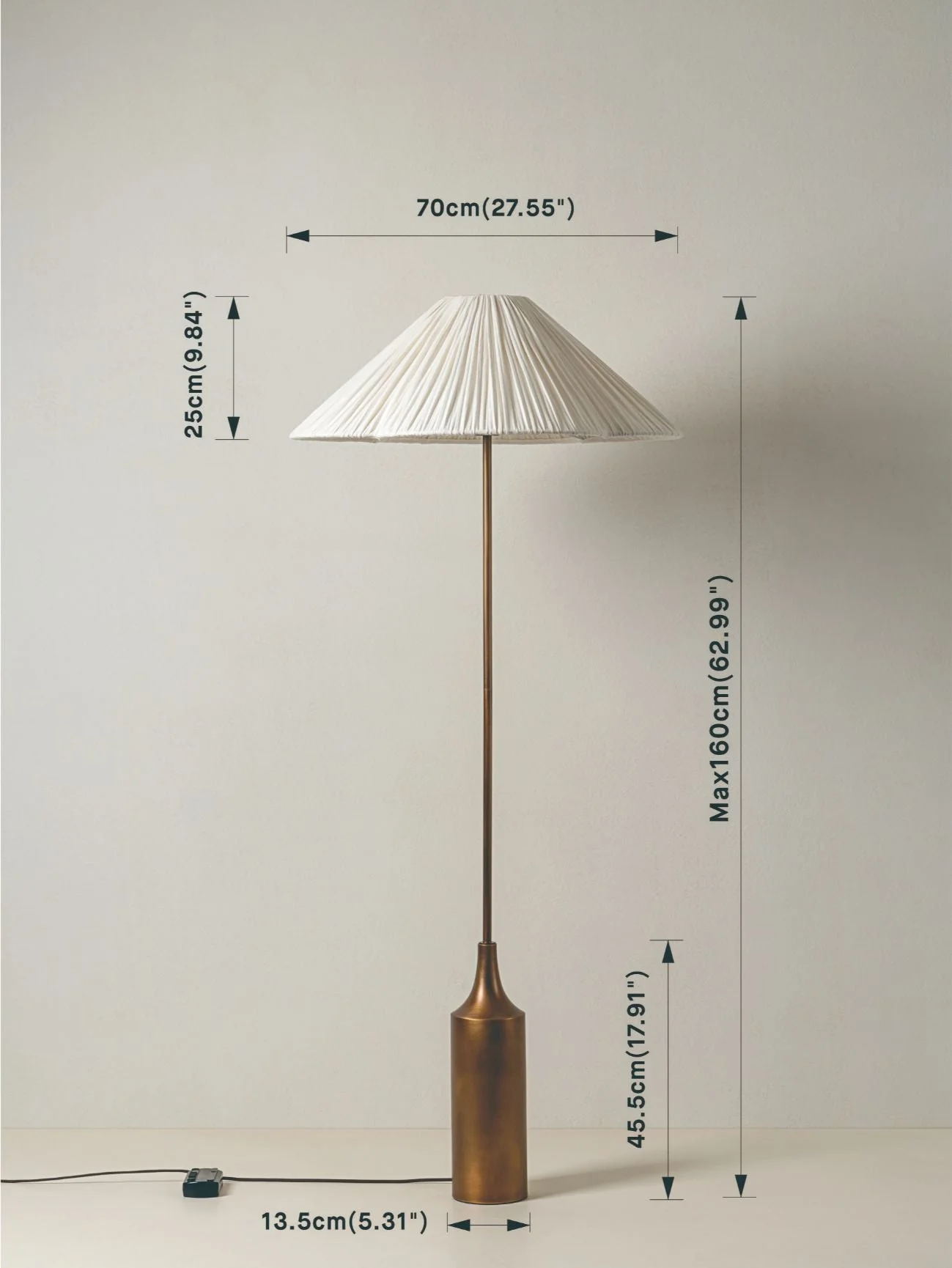 Lindi - Aged Brass And Linen Scalloped Floor Lamp - Image 7