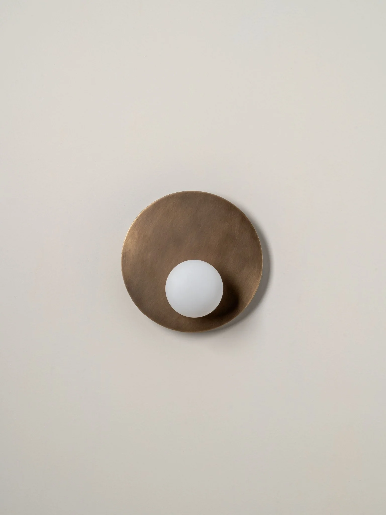 Luna - Aged Brass And Opal Disc Wall Light - Image 3