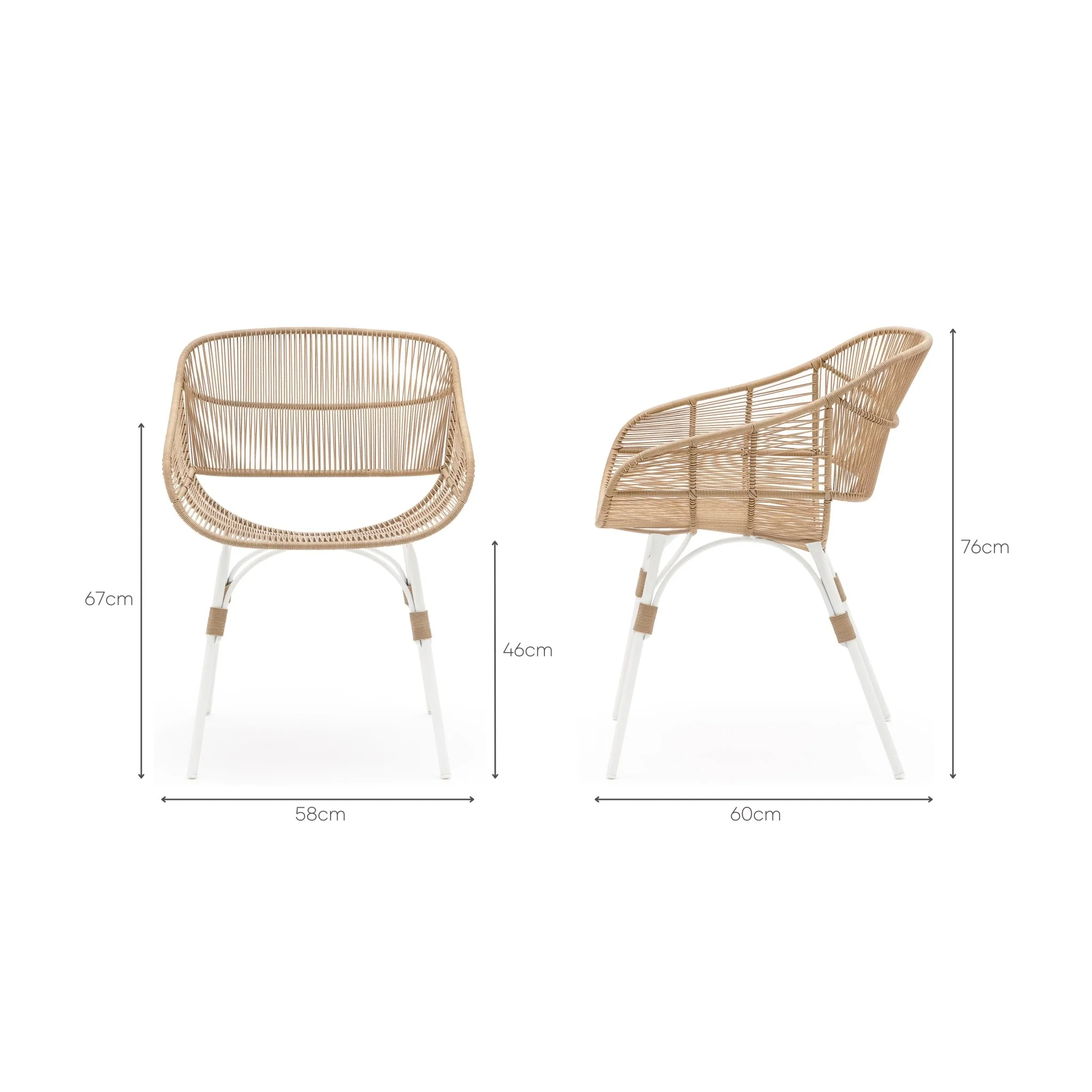 Marina Dining Armchair - Stonewhite & Natural - Image 17