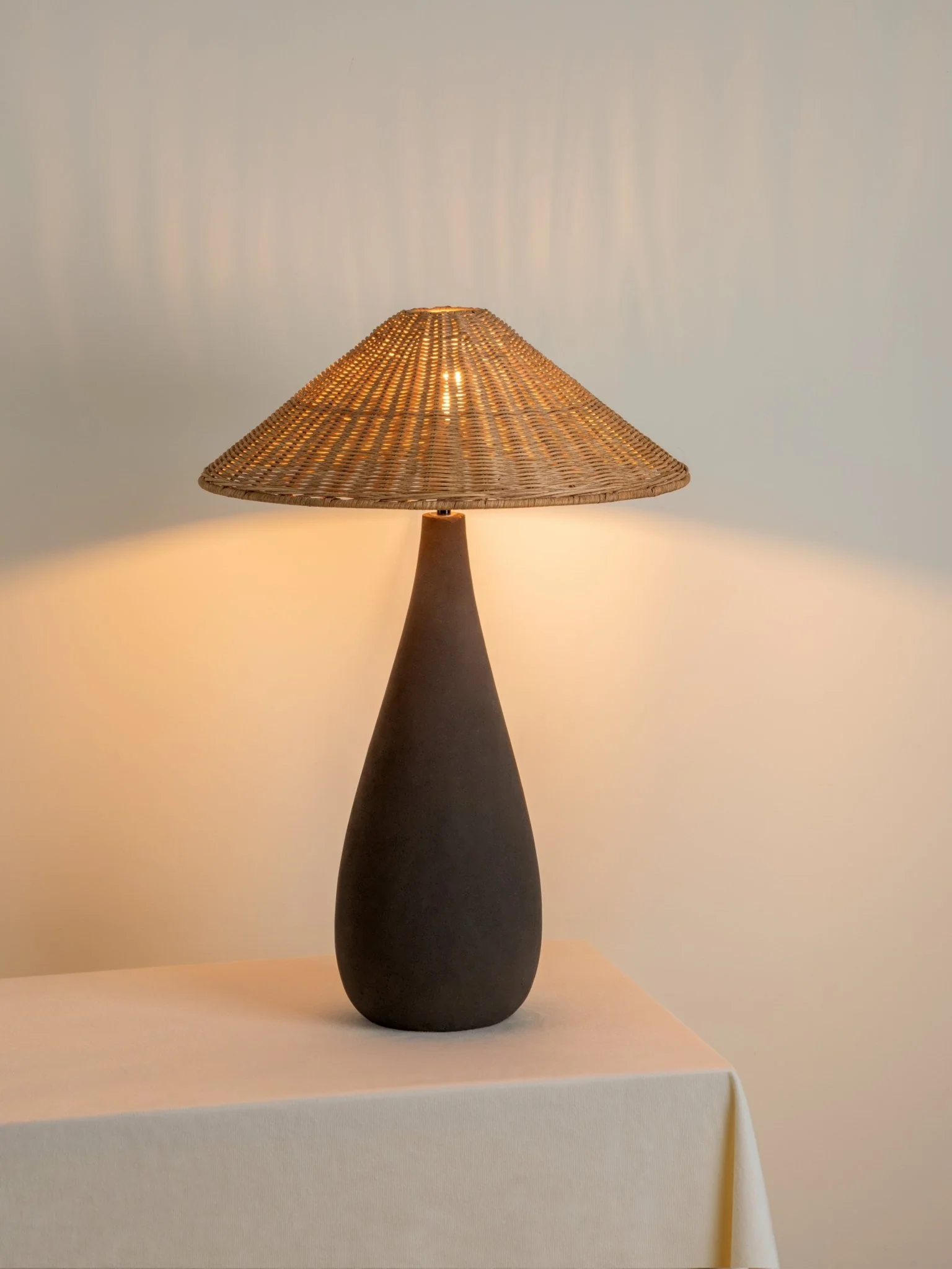 Miata - Charcoal Concrete And Rattan Table Lamp