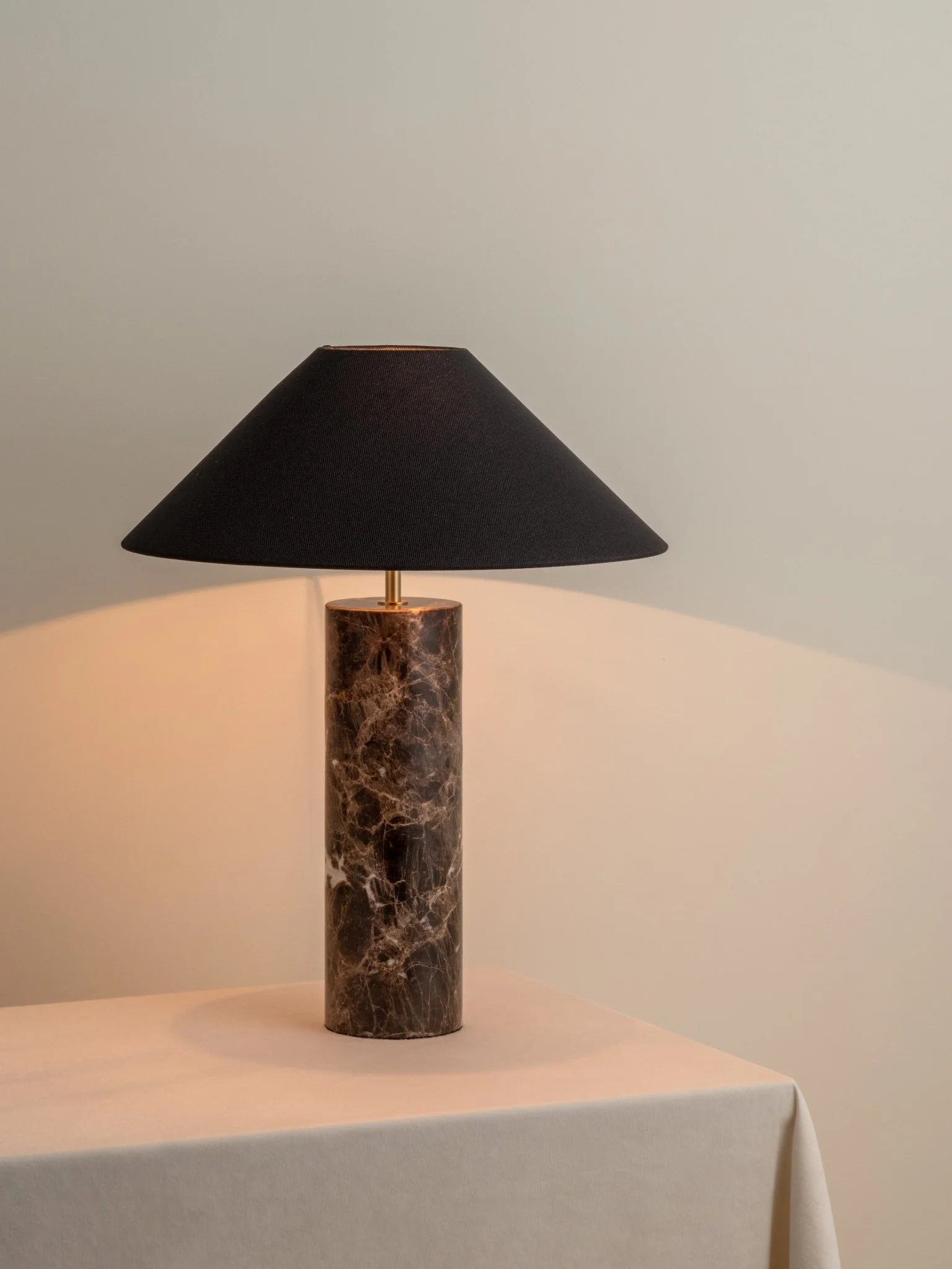Morola - 1 Light Large Brown Marble Cylinder Table Lamp - Image 2