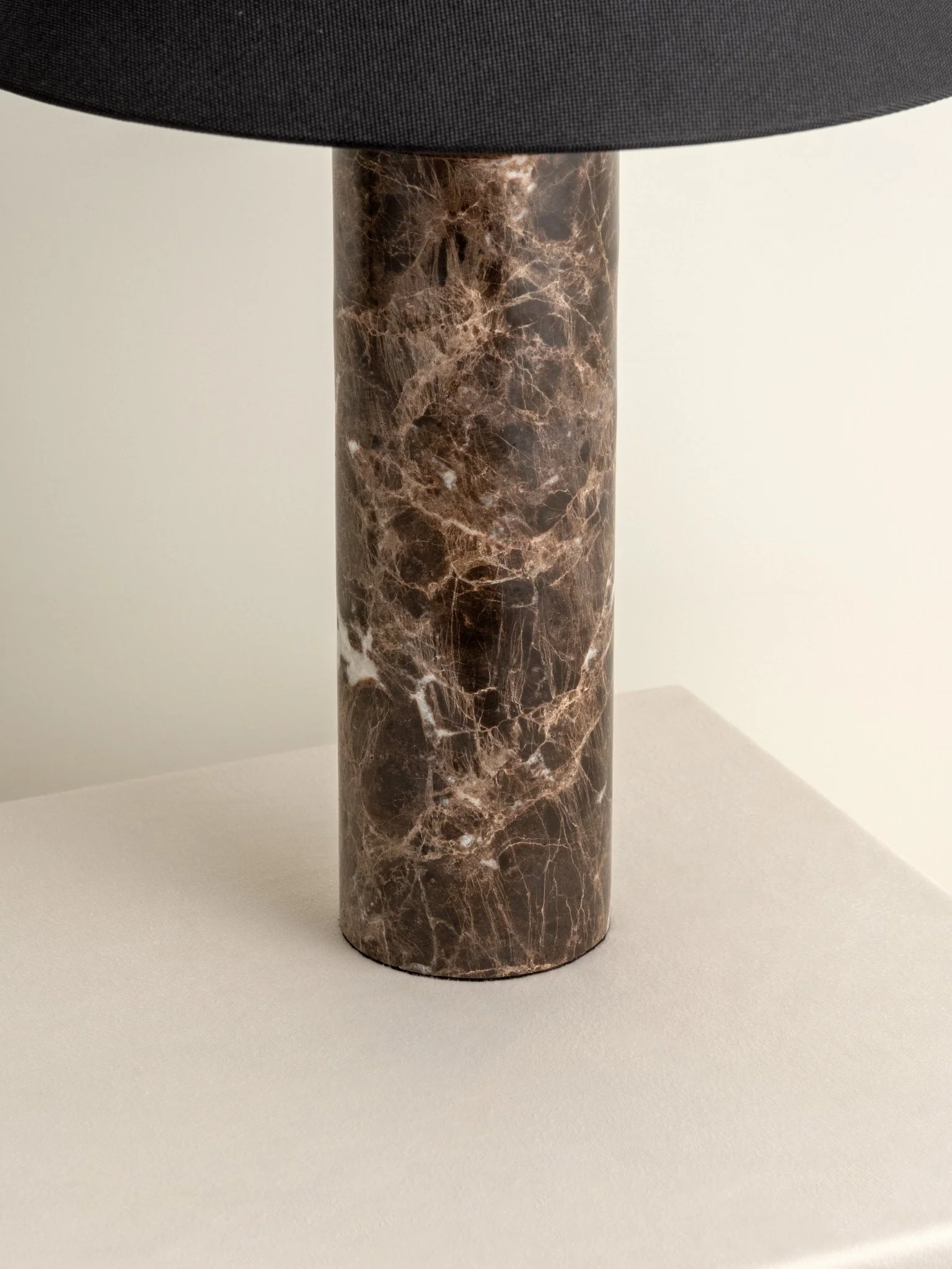 Morola - 1 Light Large Brown Marble Cylinder Table Lamp - Image 3