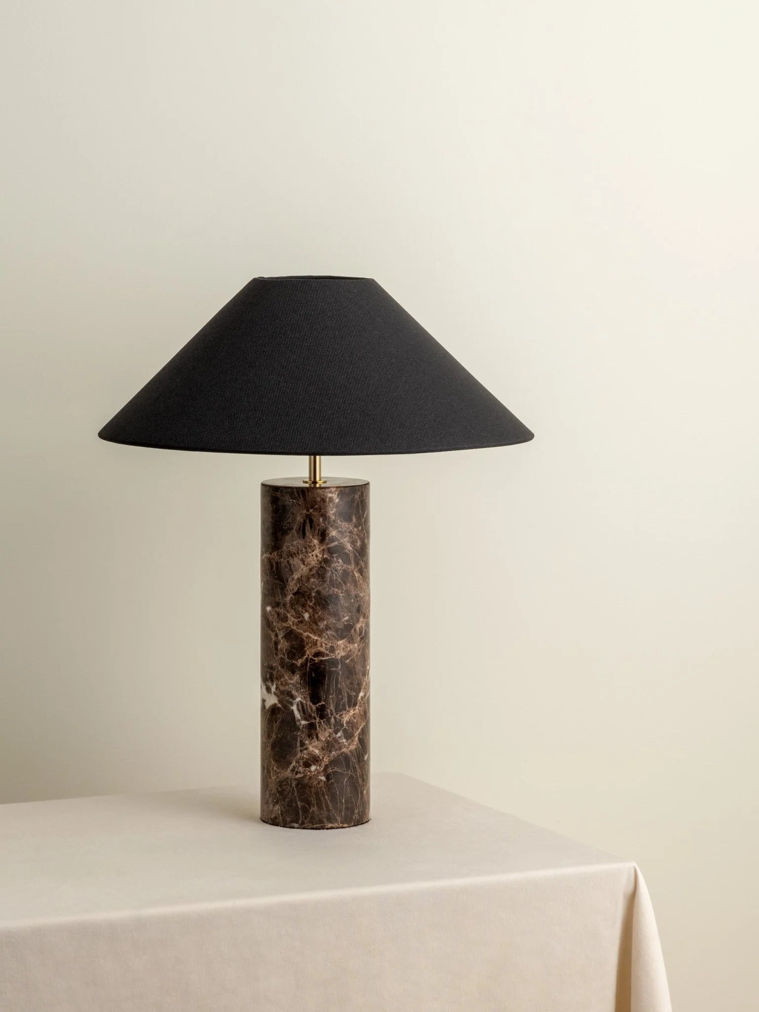 Morola - 1 Light Large Brown Marble Cylinder Table Lamp - Image 4