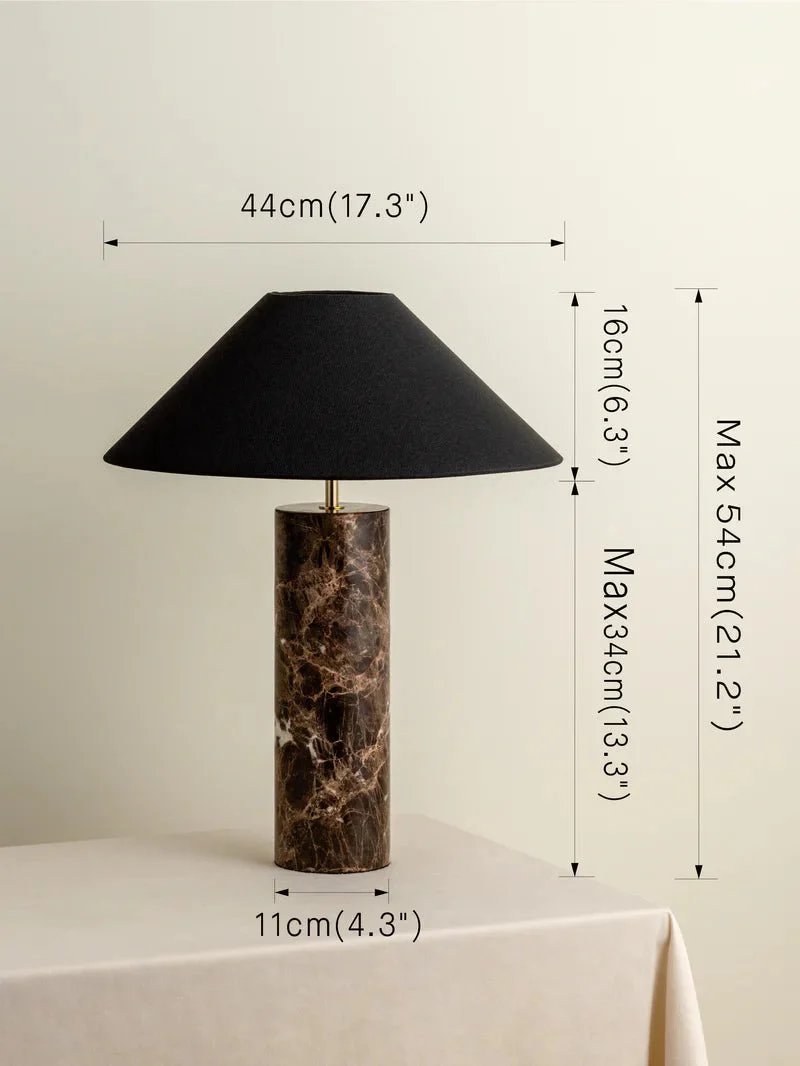 Morola - 1 Light Large Brown Marble Cylinder Table Lamp - Image 6