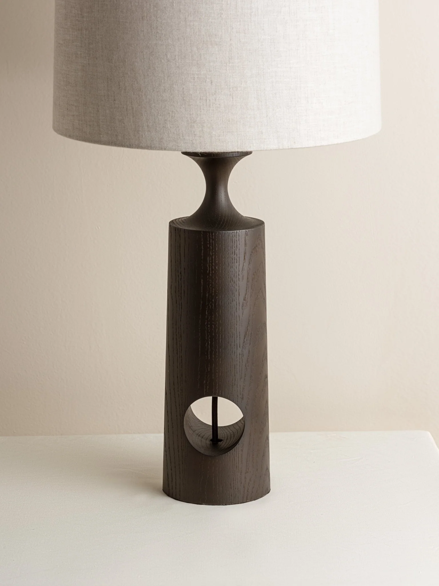 Morton - Dark Wood And Linen Table Lamp - Image 3