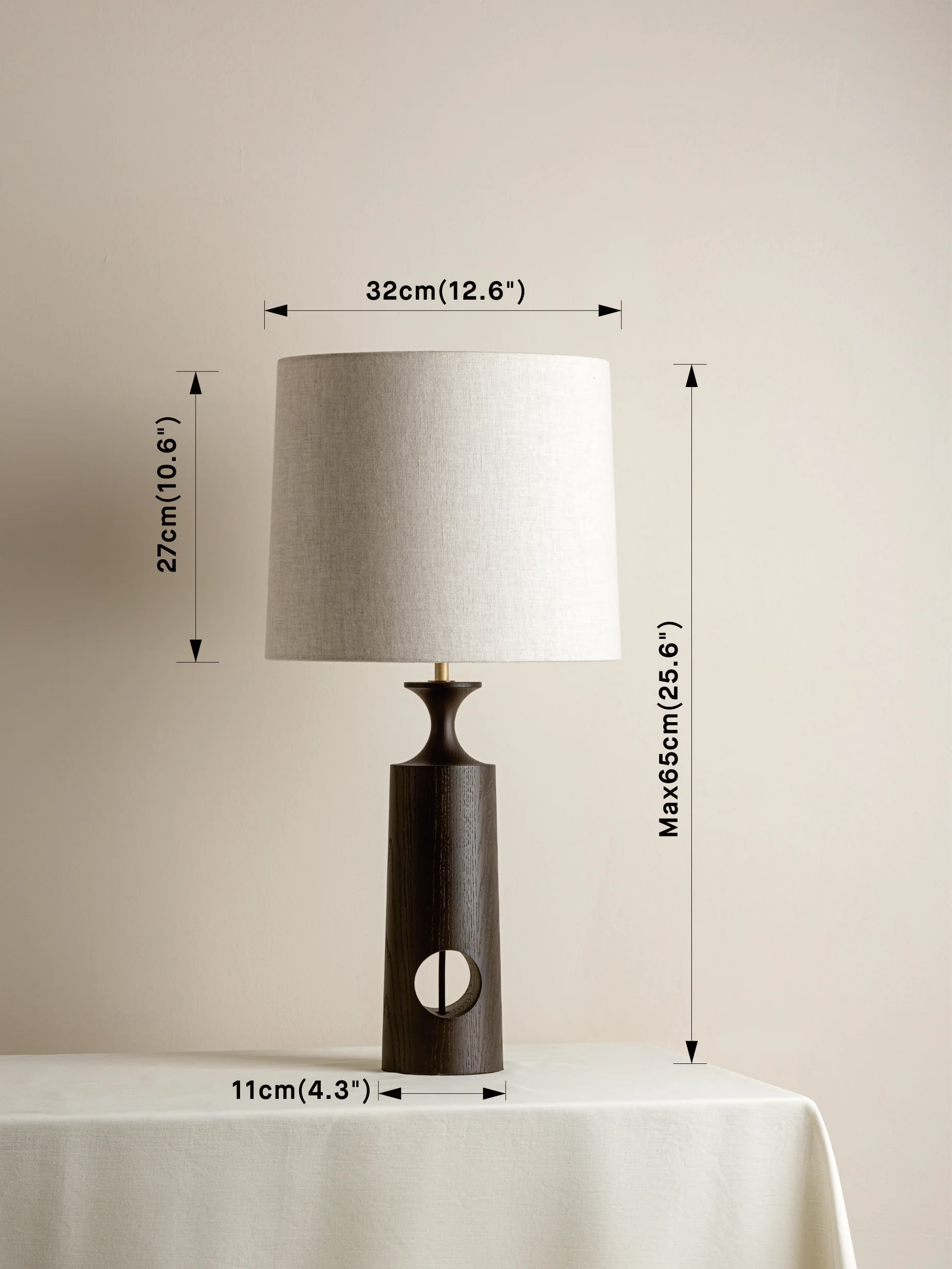 Morton - Dark Wood And Linen Table Lamp - Image 5