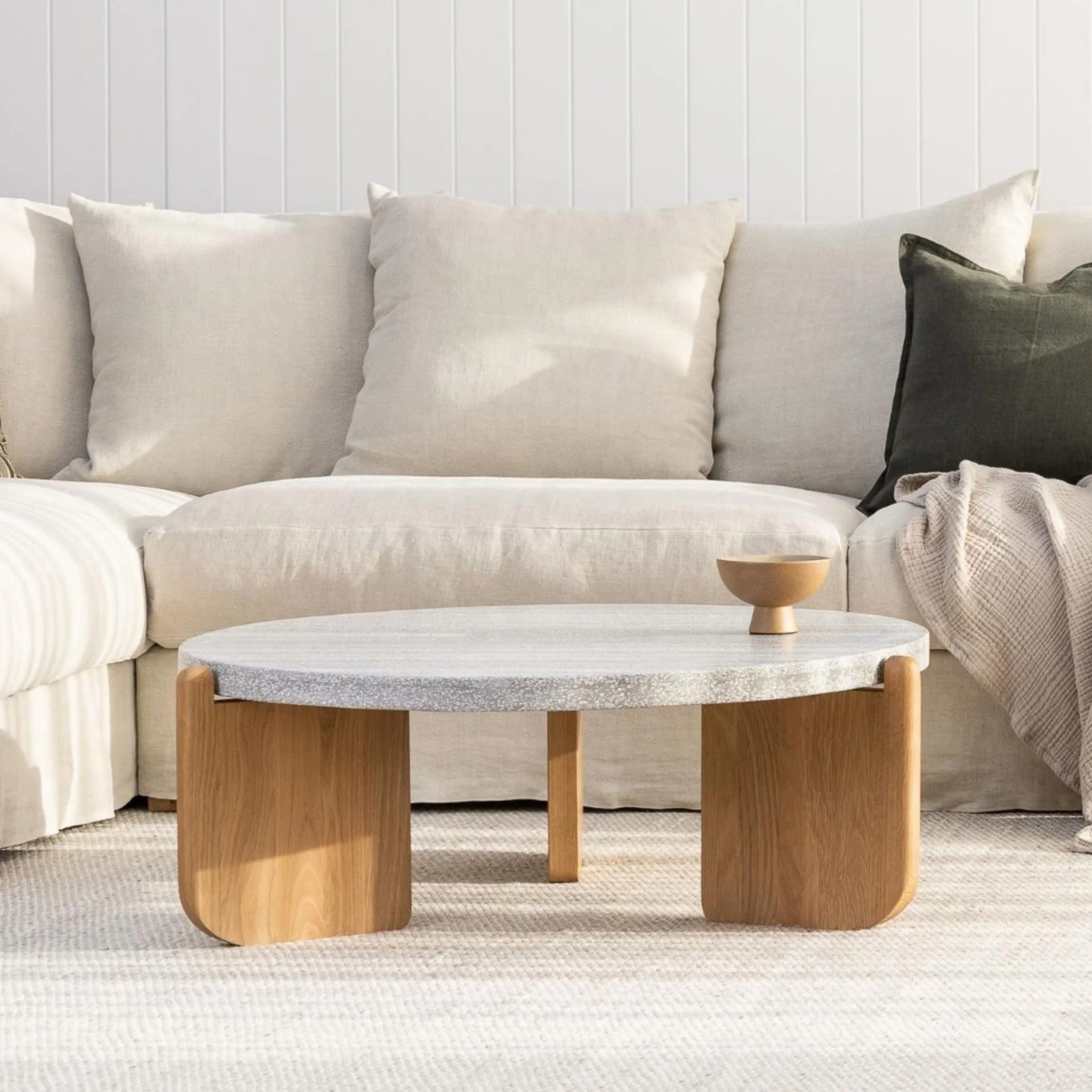 Native Coffee Table - Warm Cement & Light Oak - Image 9