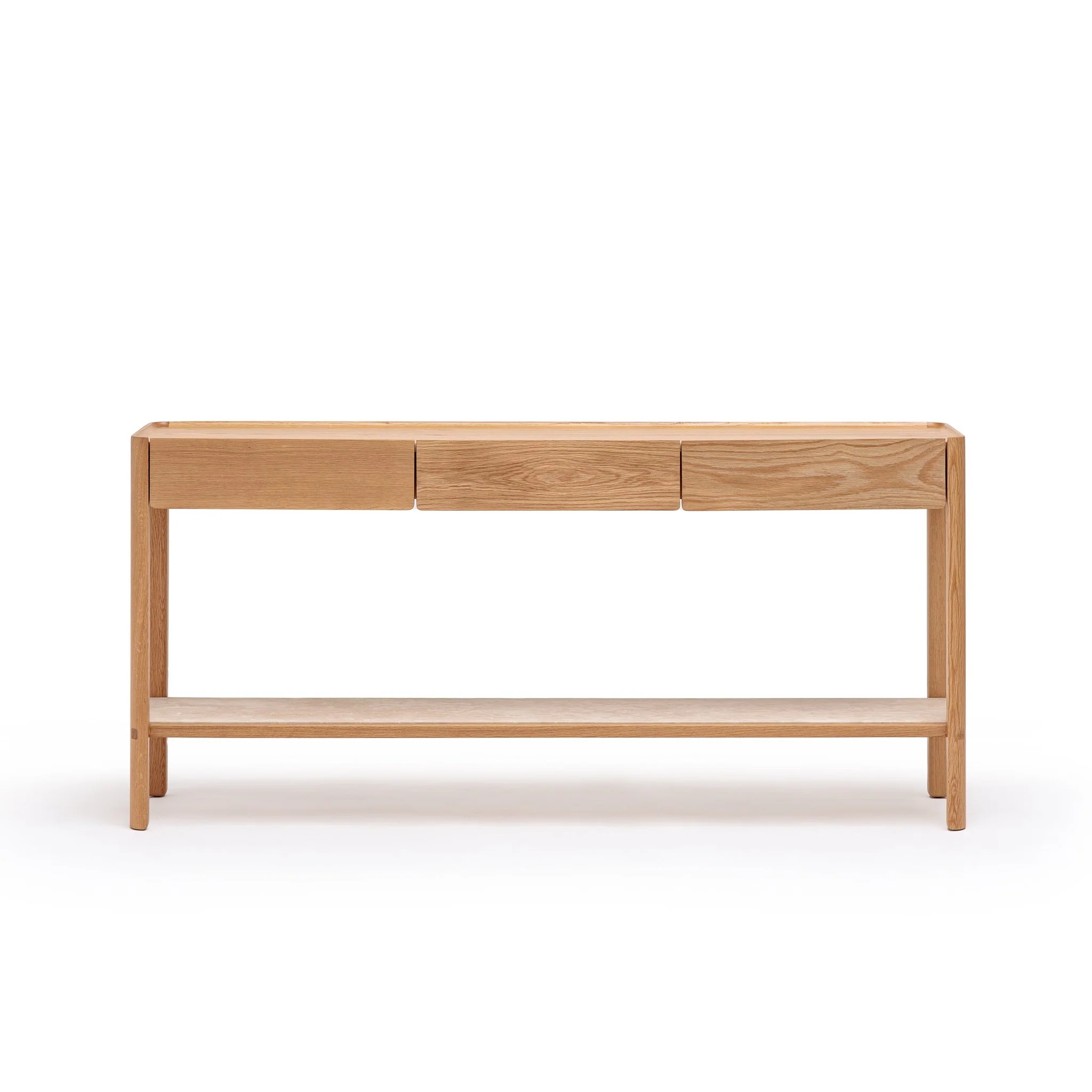 Nell Console - Light Oak & Travertine