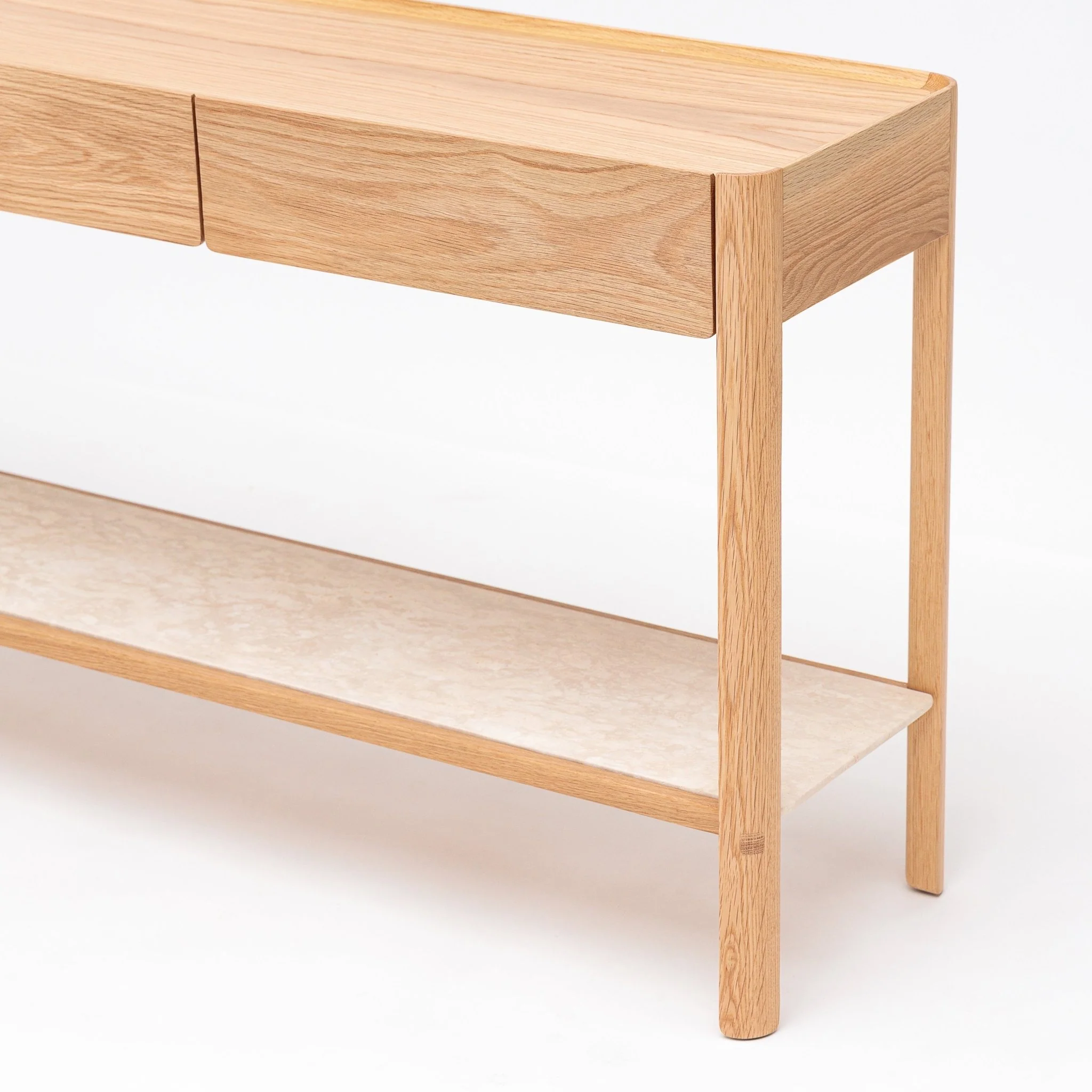 Nell Console - Light Oak & Travertine - Image 9