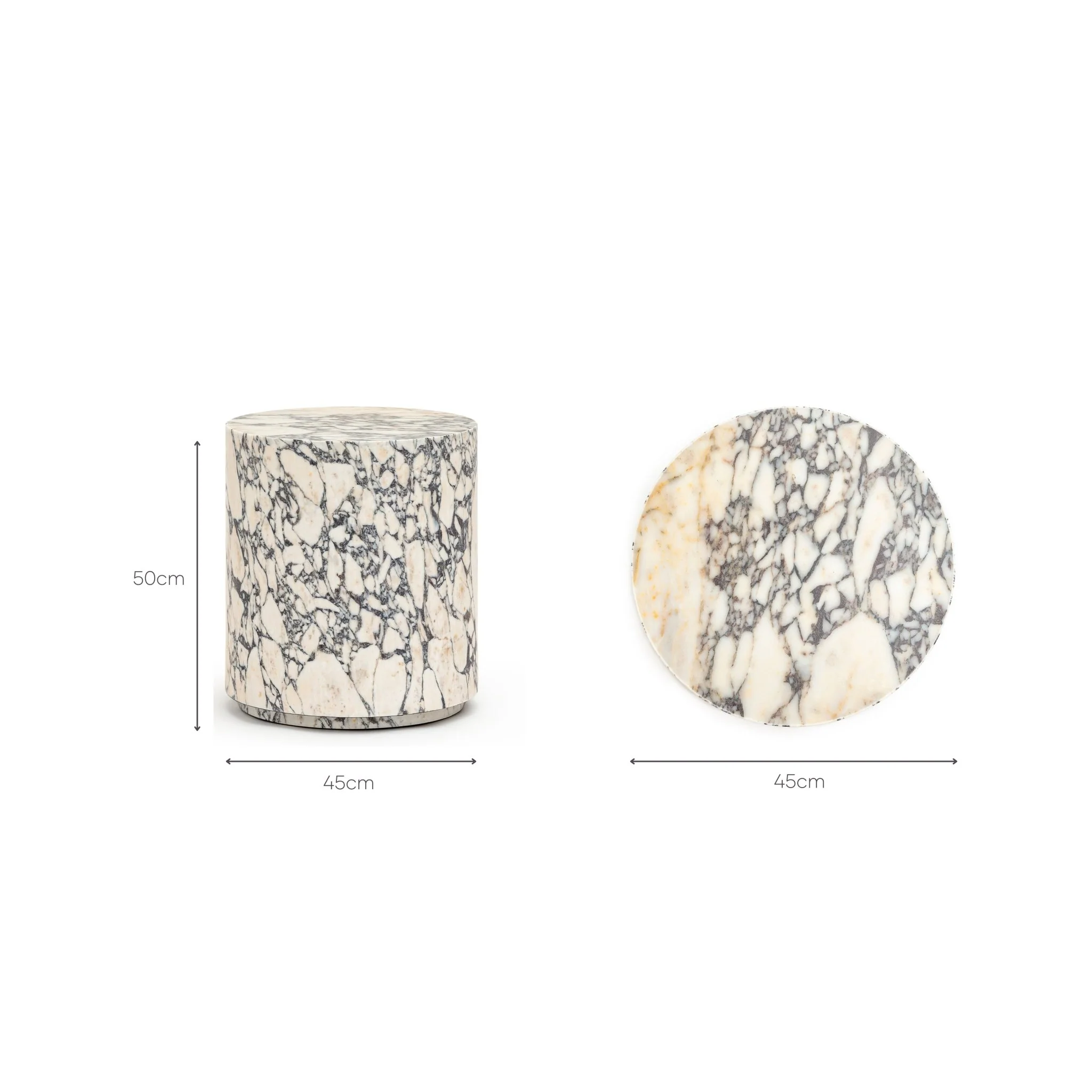 Nuba Cylinder Side Table - Calacatta Viola - Image 9