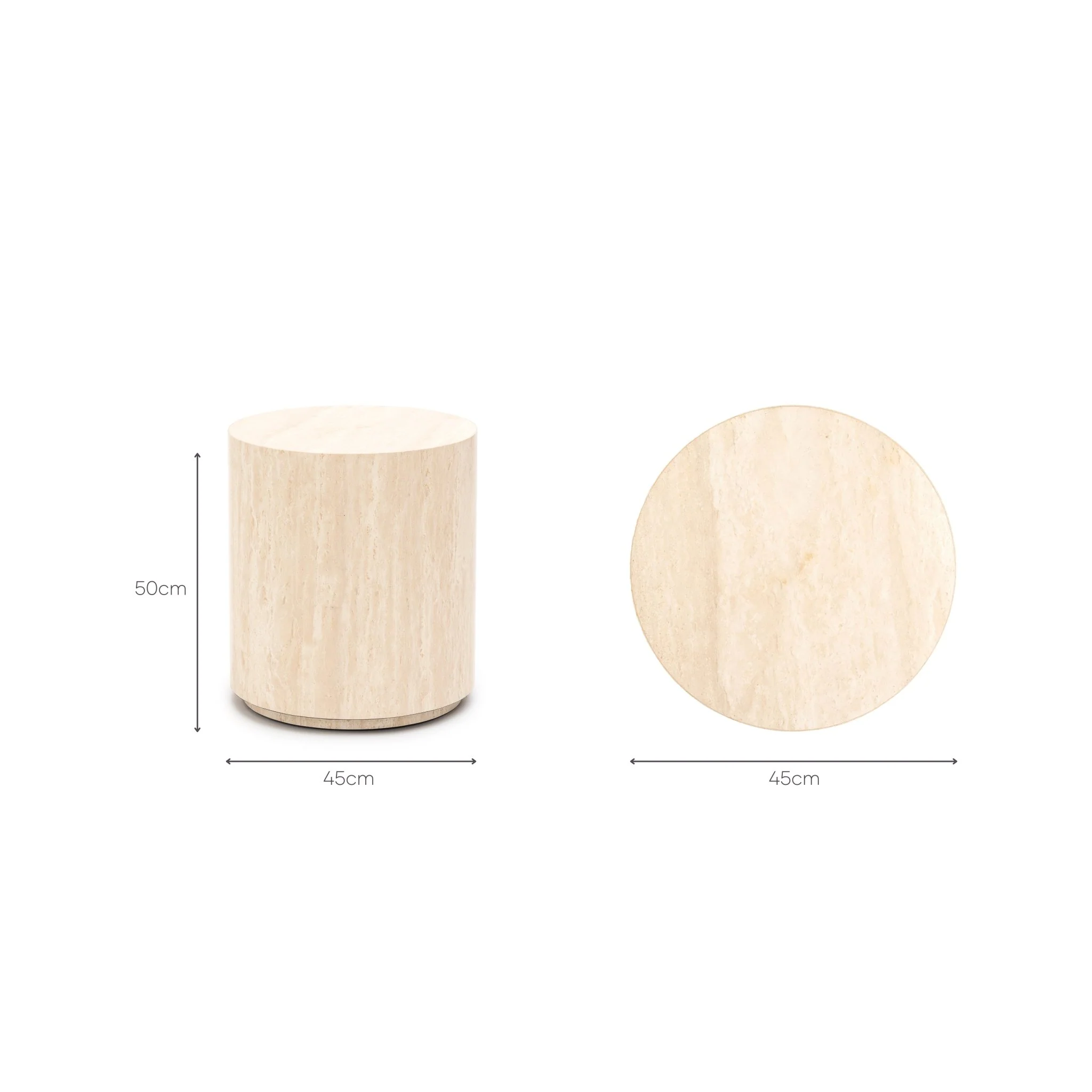 Nuba Cylinder Side Table - Travertine - Image 7
