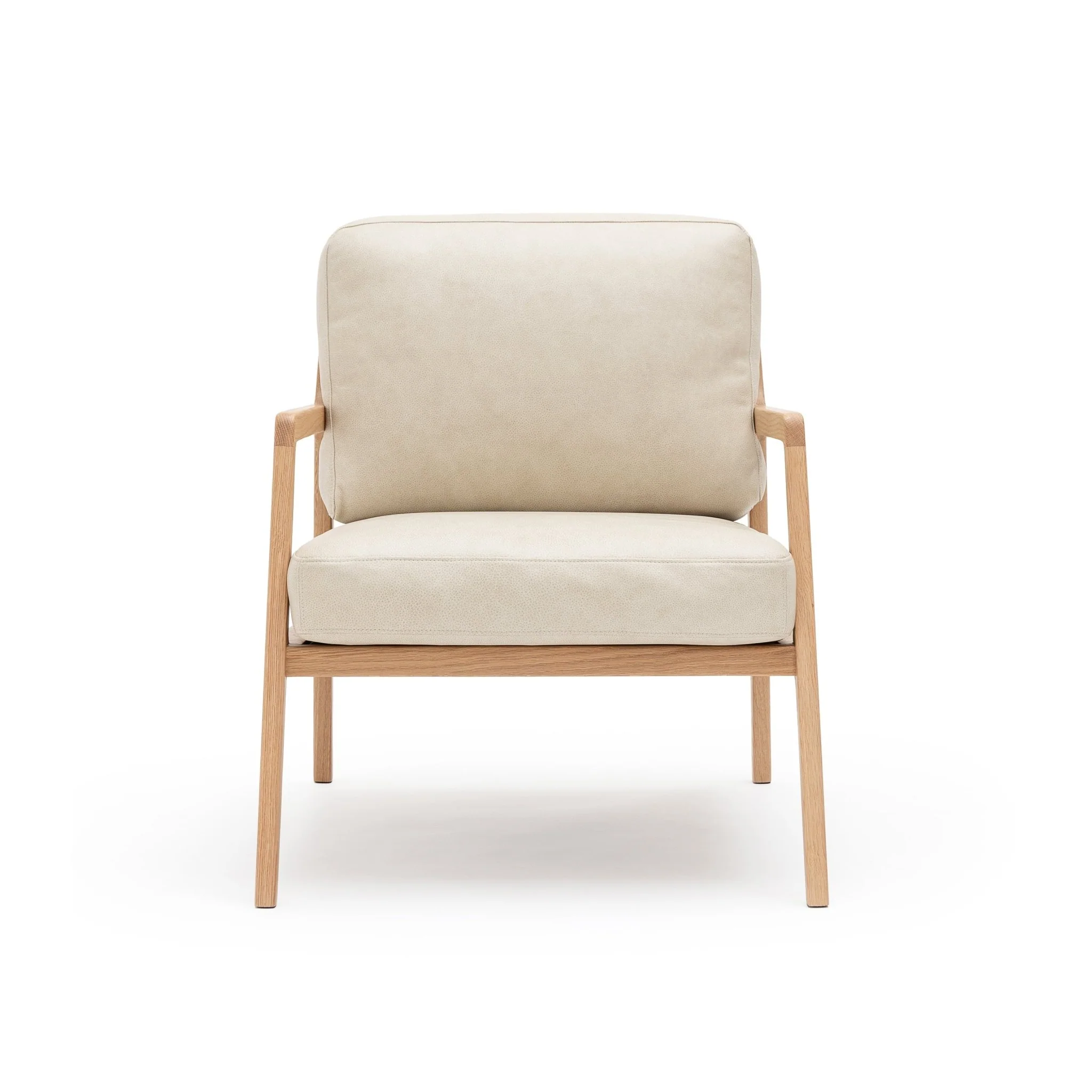 Nysse Armchair - Light Oak & Limestone Leather - Image 2