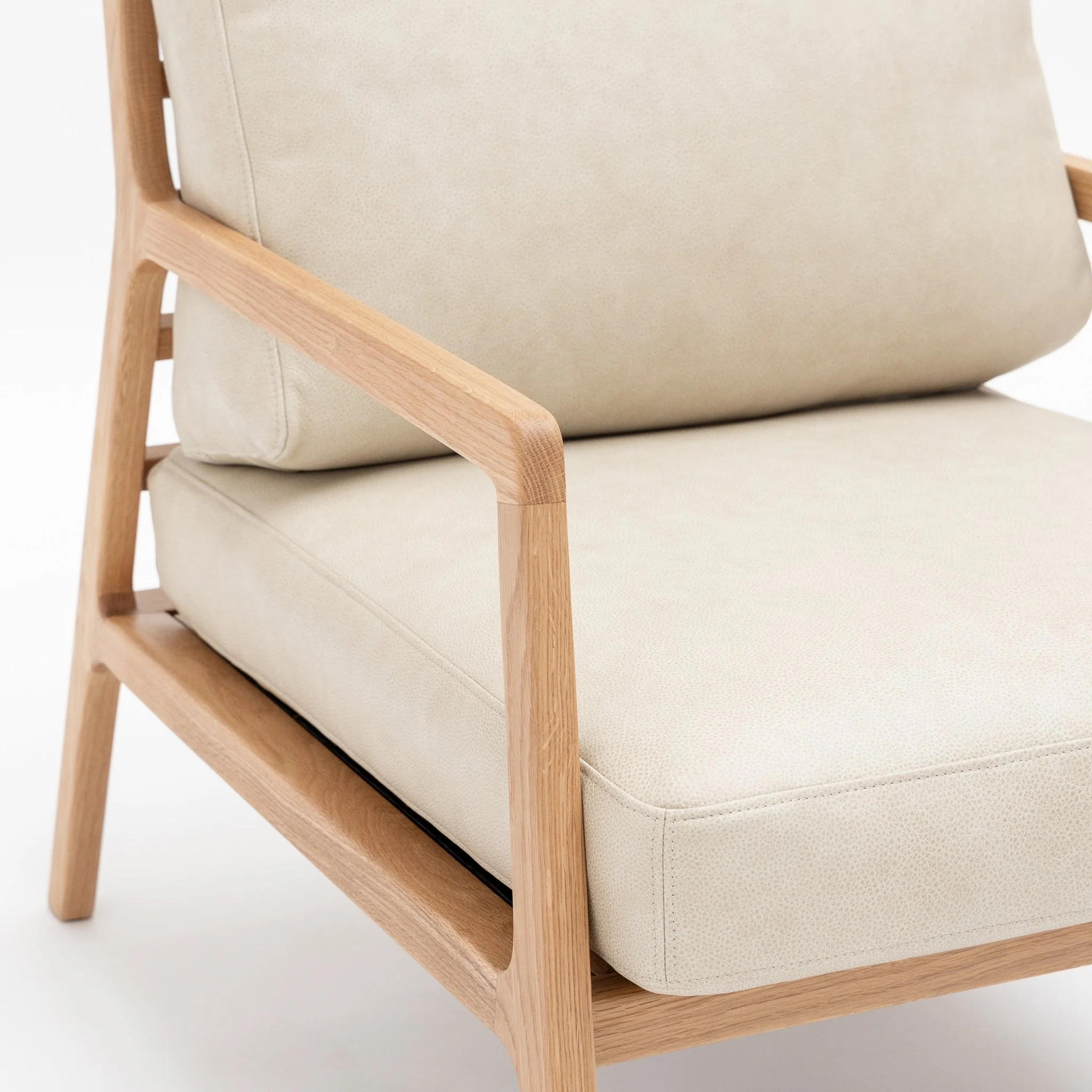 Nysse Armchair - Light Oak & Limestone Leather - Image 5