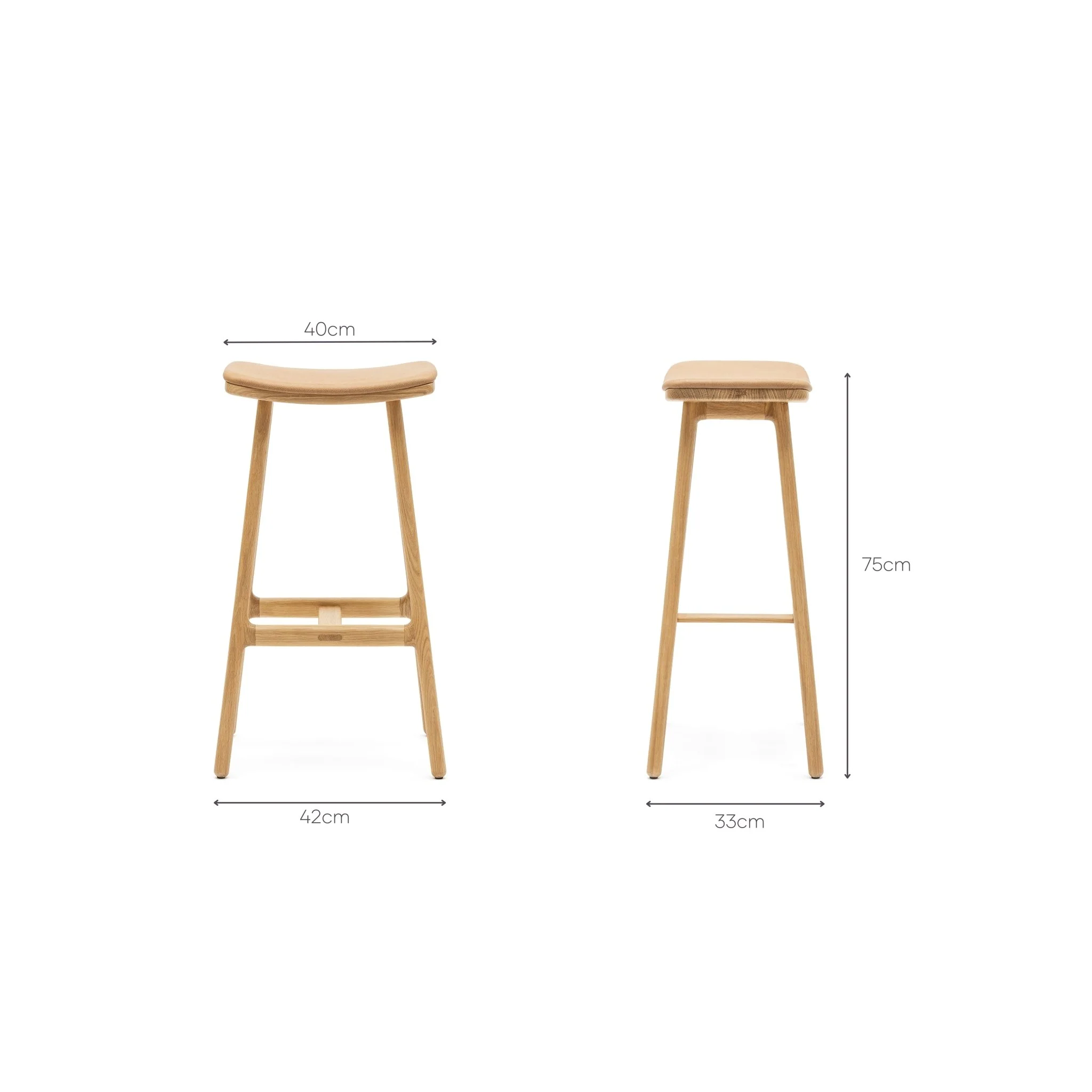 Odd Bar Stool - Light Oak & Pecan Leather - Image 10