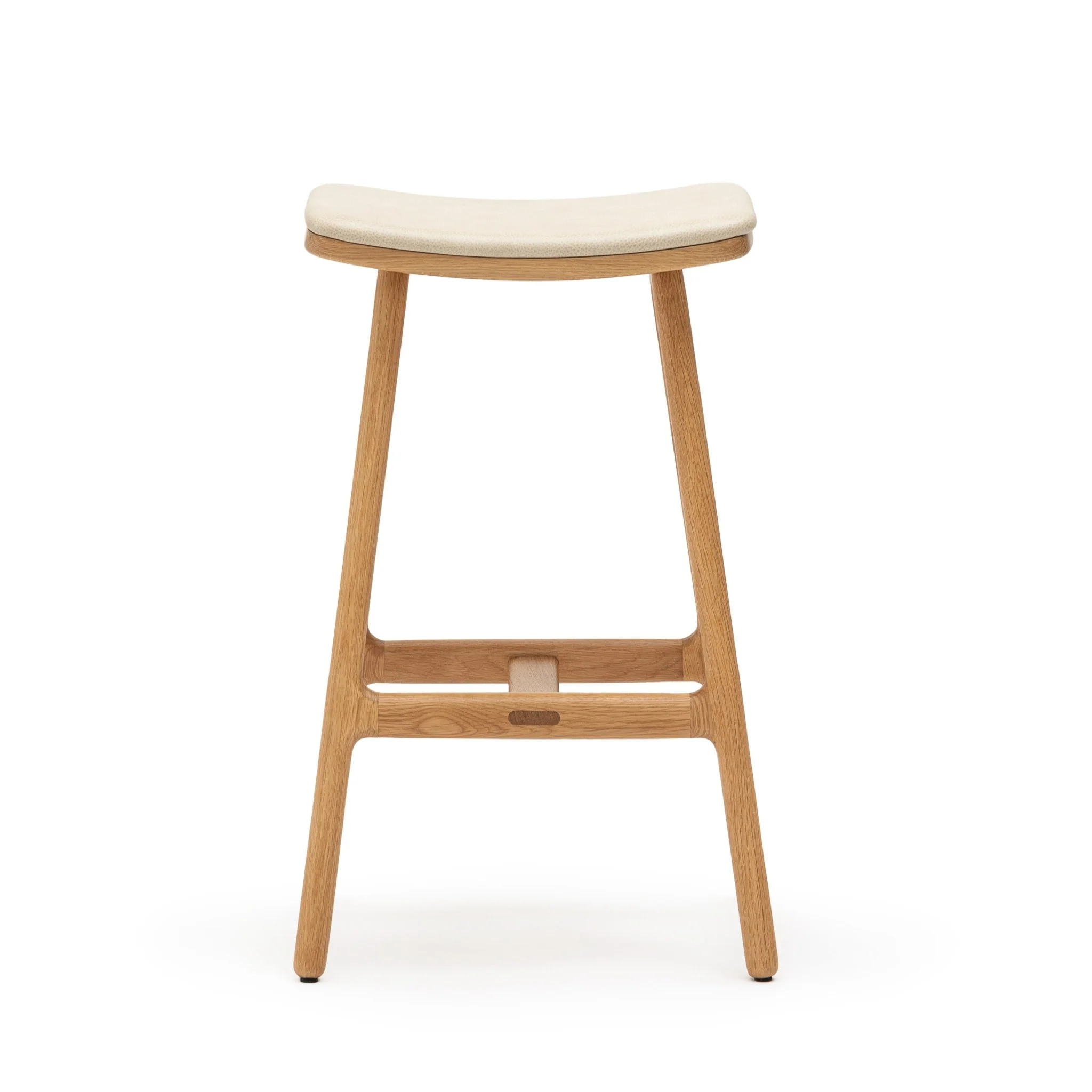 Odd Counter Stool - Light Oak & Limestone Leather - Image 2