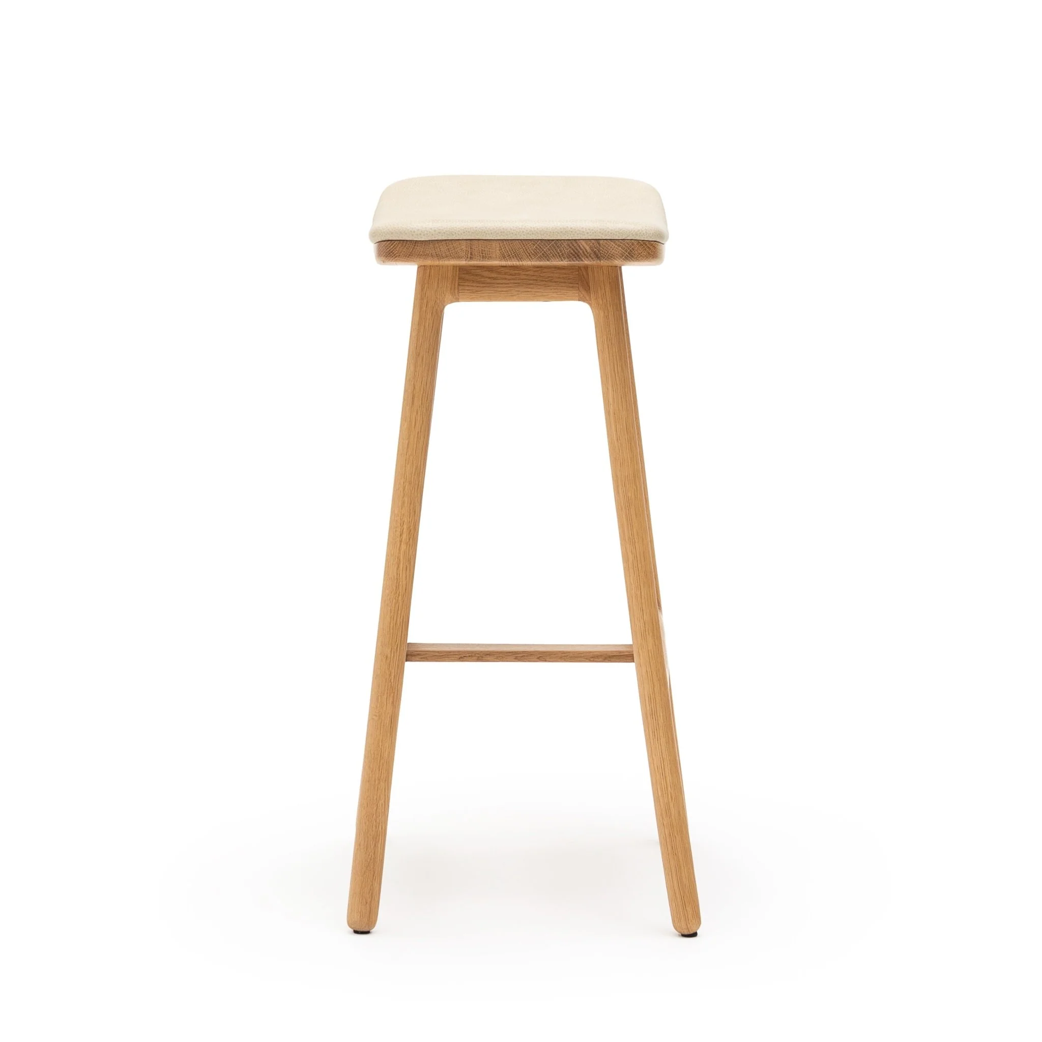 Odd Counter Stool - Light Oak & Limestone Leather - Image 3