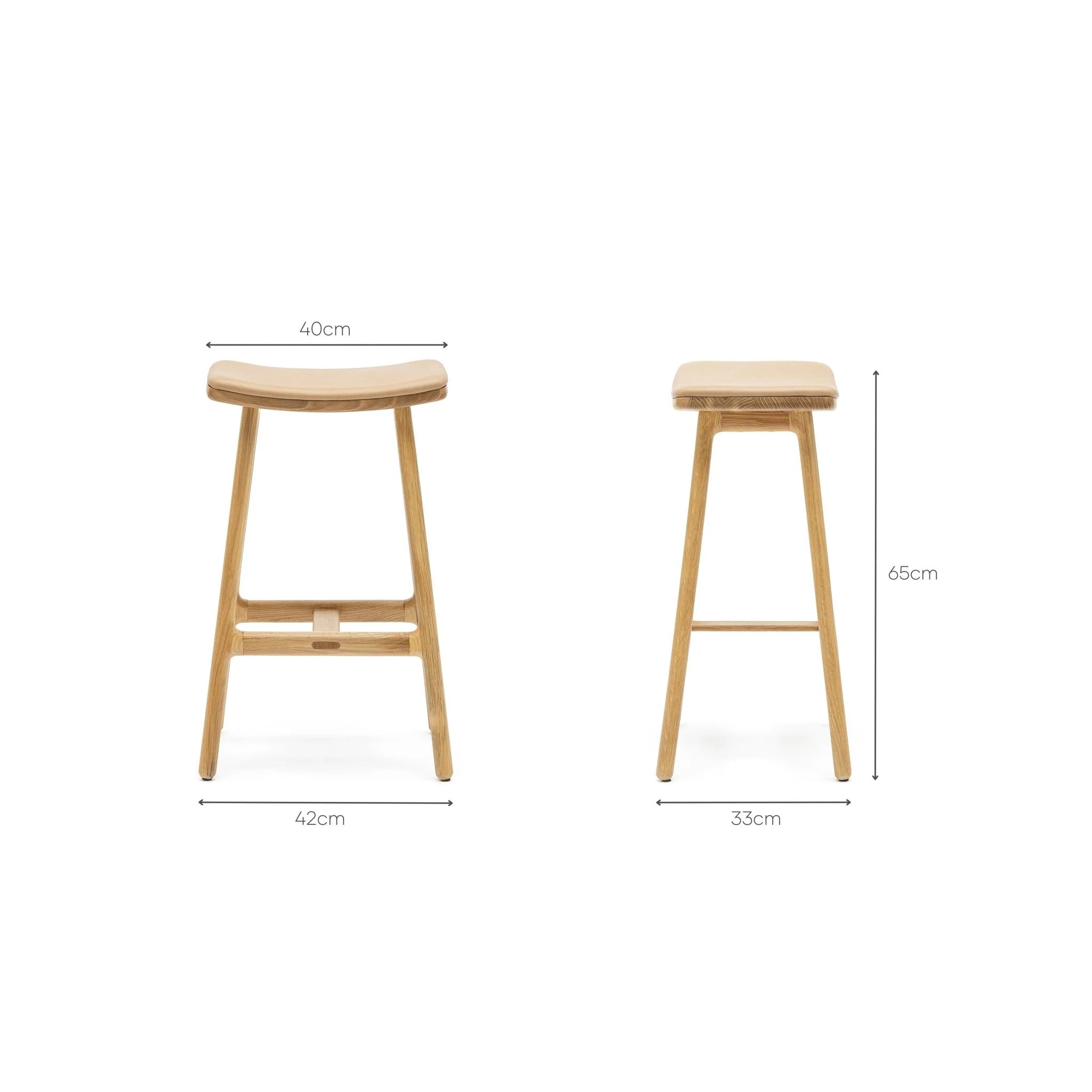 Odd Counter Stool - Light Oak & Pecan Leather - Image 10