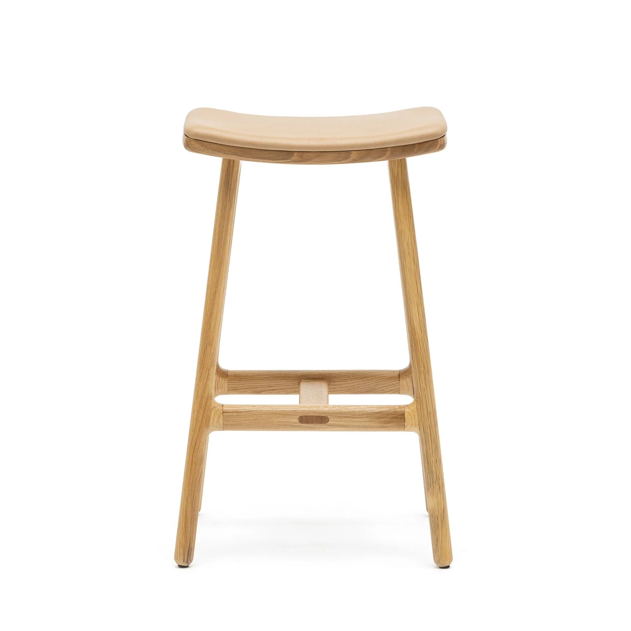 Odd Counter Stool - Light Oak & Pecan Leather - Image 3