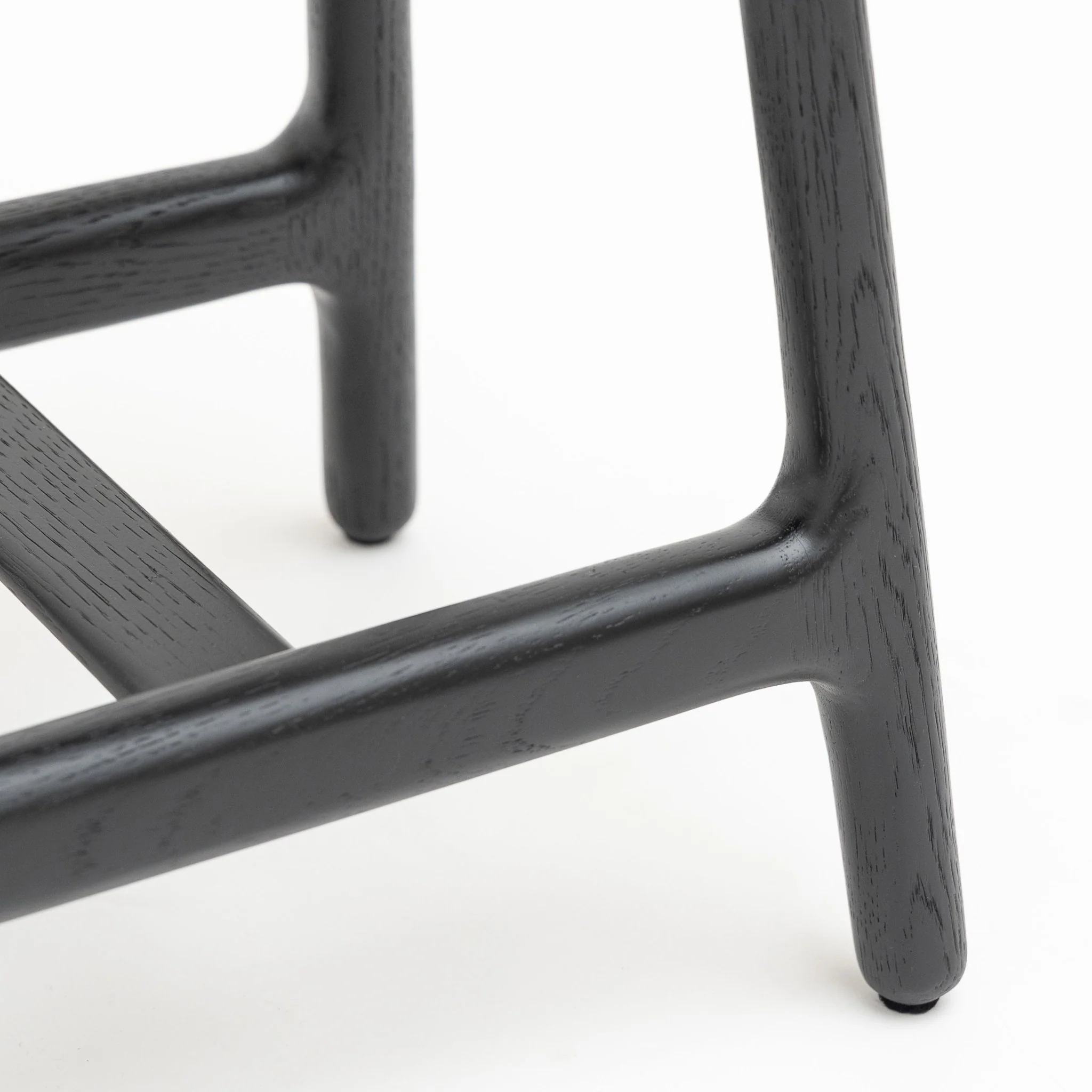 Odd Low Stool - Black Oak &  Charcoal Leather - Image 10