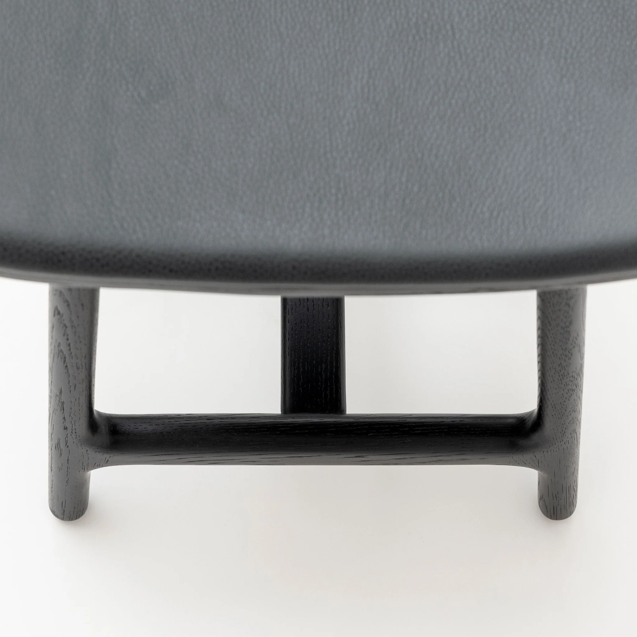 Odd Low Stool - Black Oak &  Charcoal Leather - Image 11