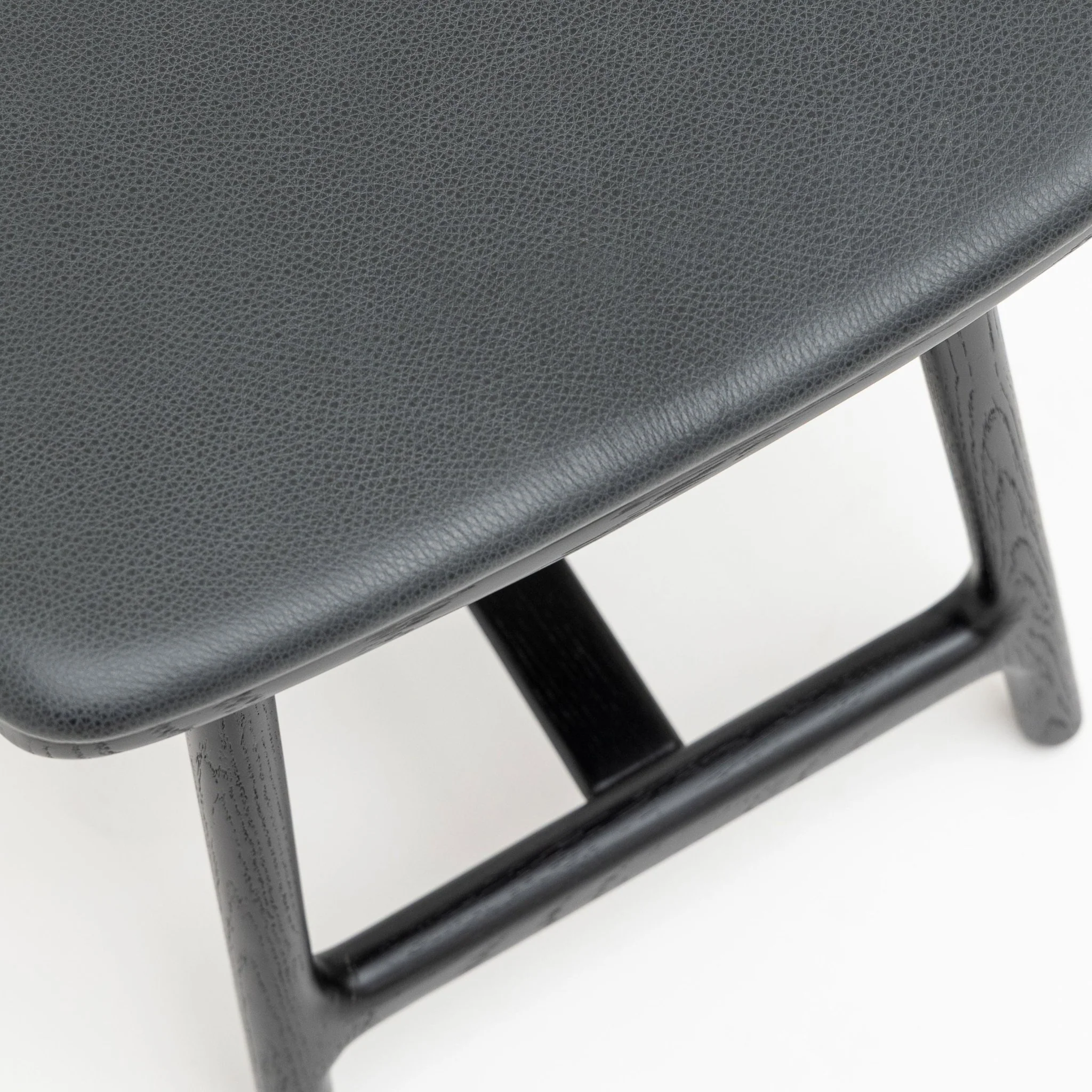 Odd Low Stool - Black Oak &  Charcoal Leather - Image 12