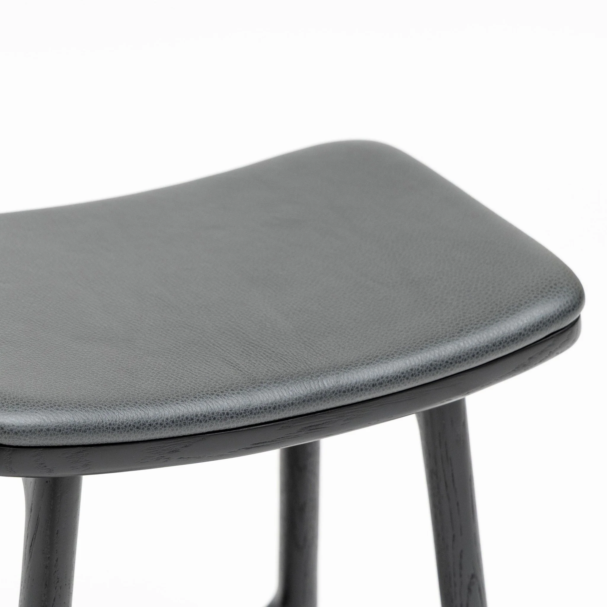 Odd Low Stool - Black Oak &  Charcoal Leather - Image 5