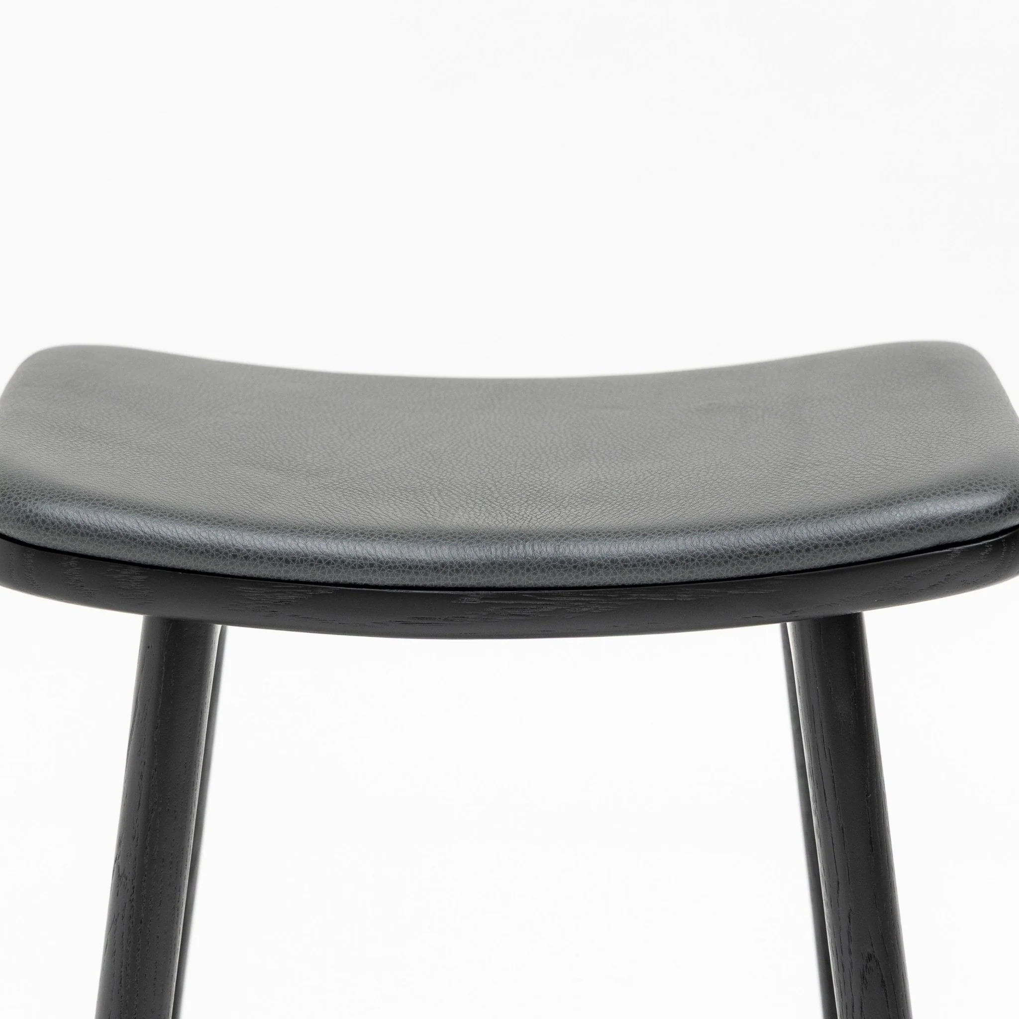 Odd Low Stool - Black Oak &  Charcoal Leather - Image 6