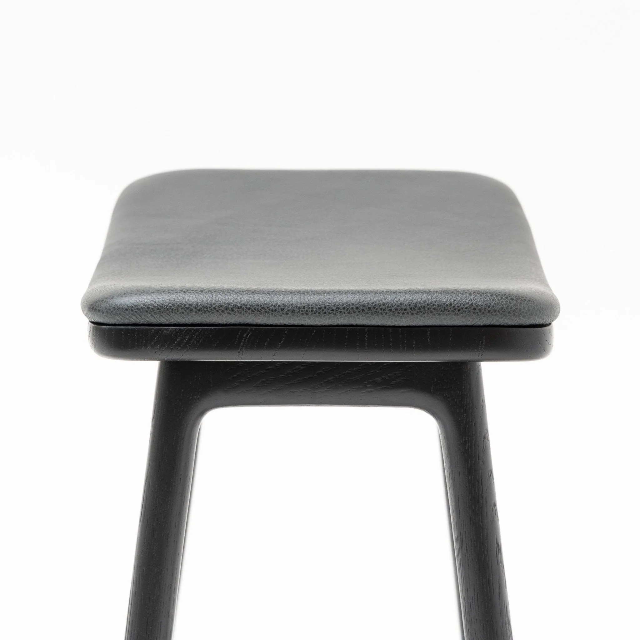 Odd Low Stool - Black Oak &  Charcoal Leather - Image 7