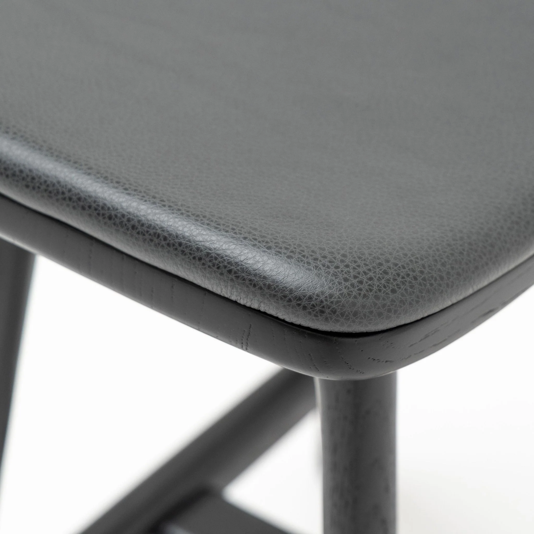 Odd Low Stool - Black Oak &  Charcoal Leather - Image 8