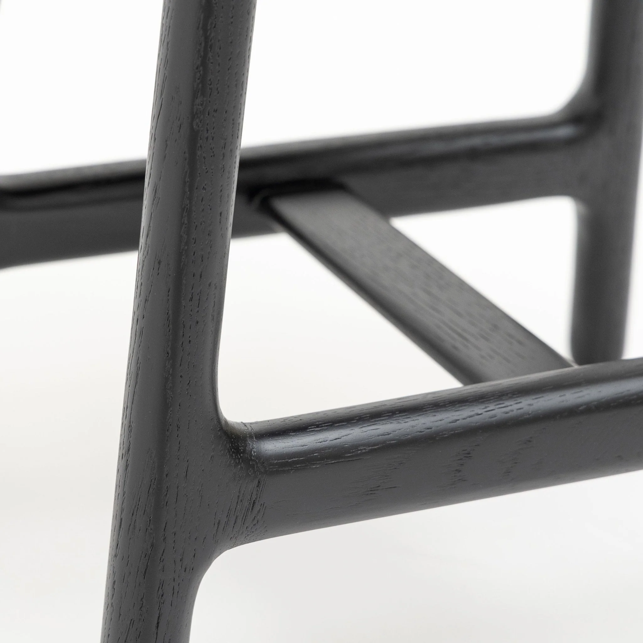 Odd Low Stool - Black Oak &  Charcoal Leather - Image 9