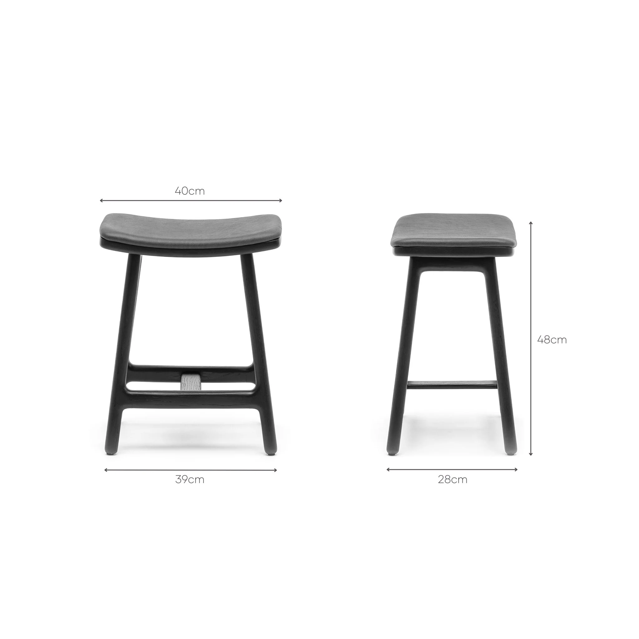 Odd Low Stool - Black Oak & Montana Coal Leather - Image 9