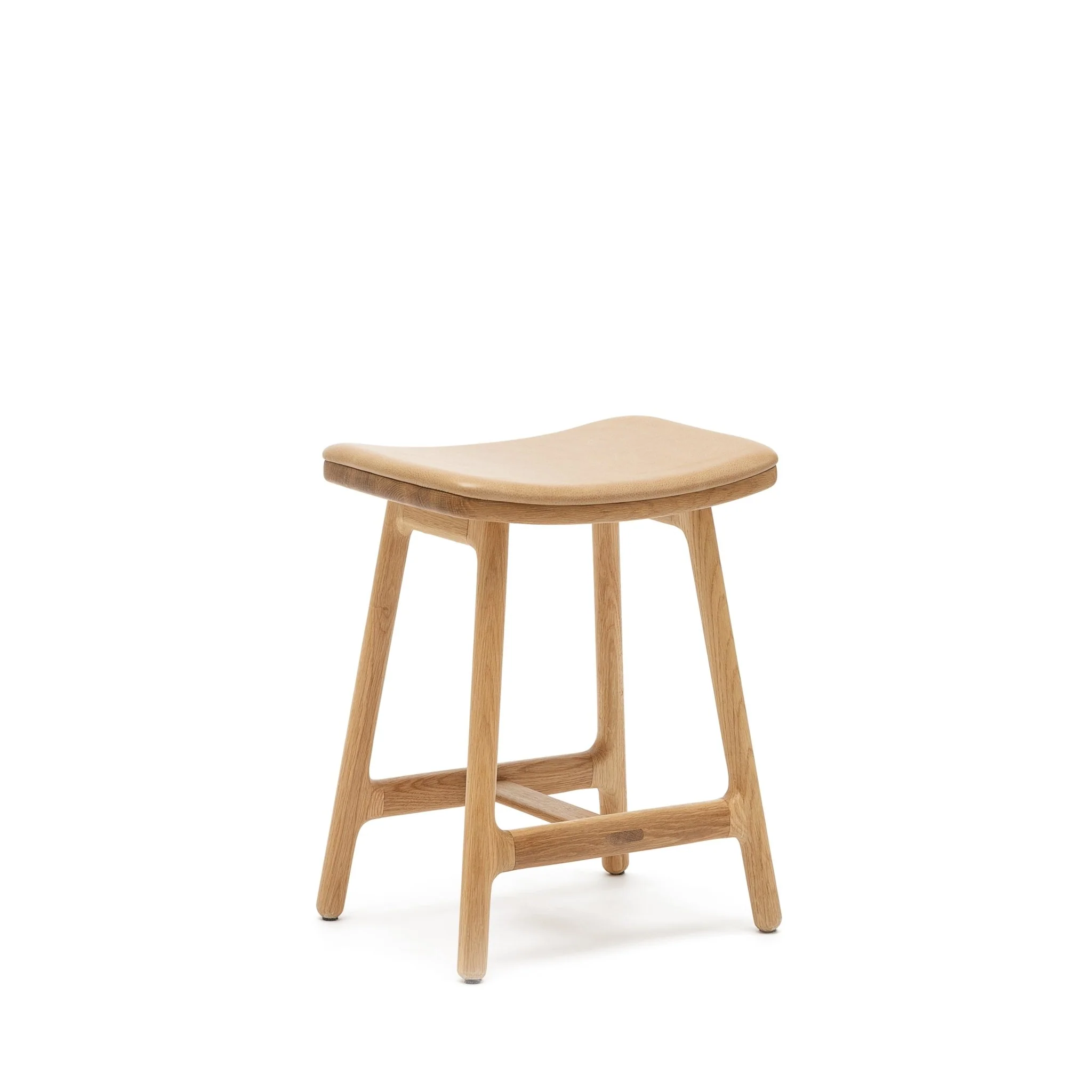 Odd Low Stool - Light Oak & Pecan Leather
