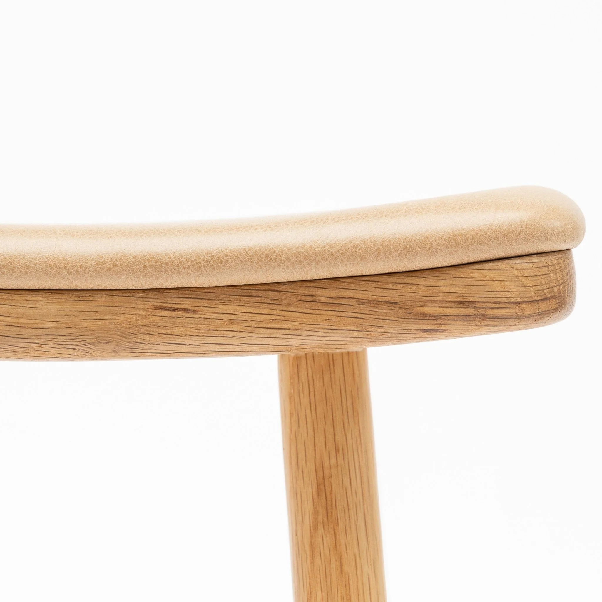 Odd Low Stool - Light Oak & Pecan Leather - Image 5