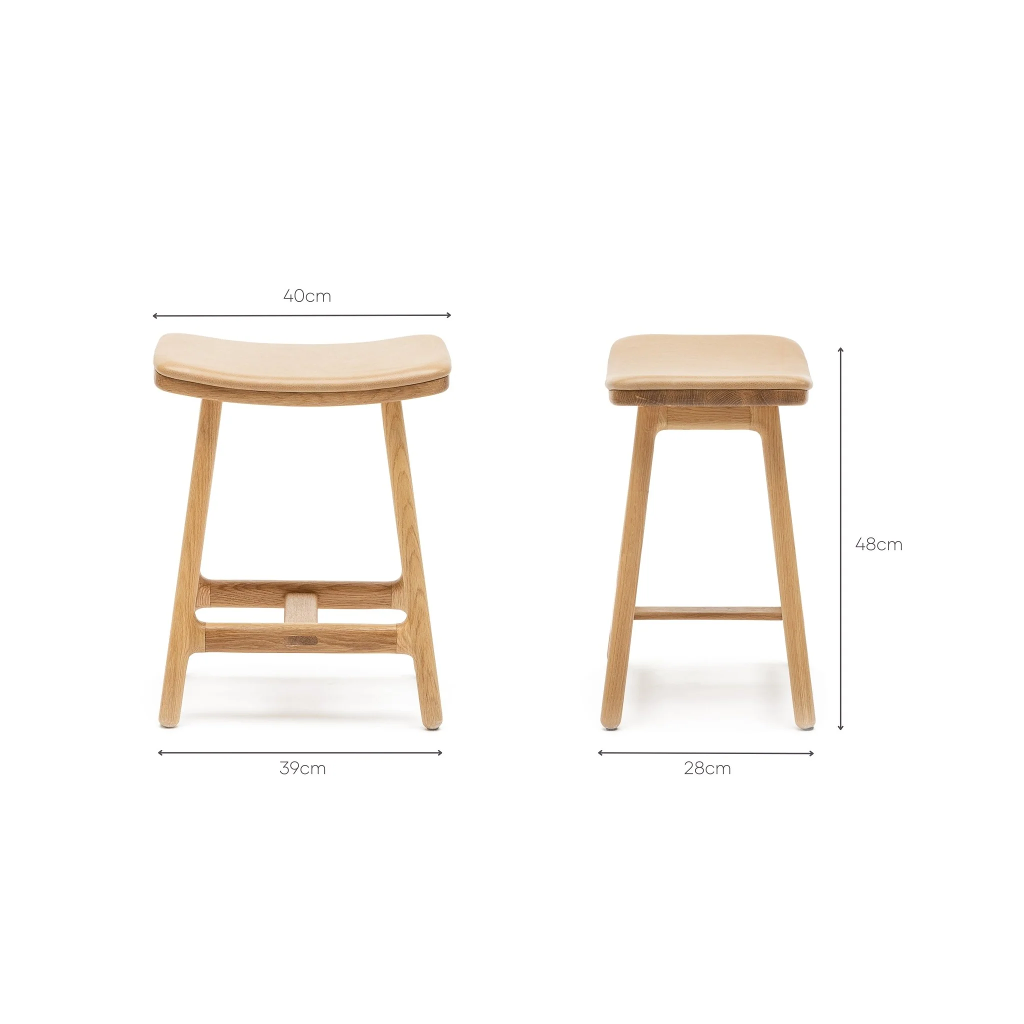 Odd Low Stool - Light Oak & Pecan Leather - Image 8
