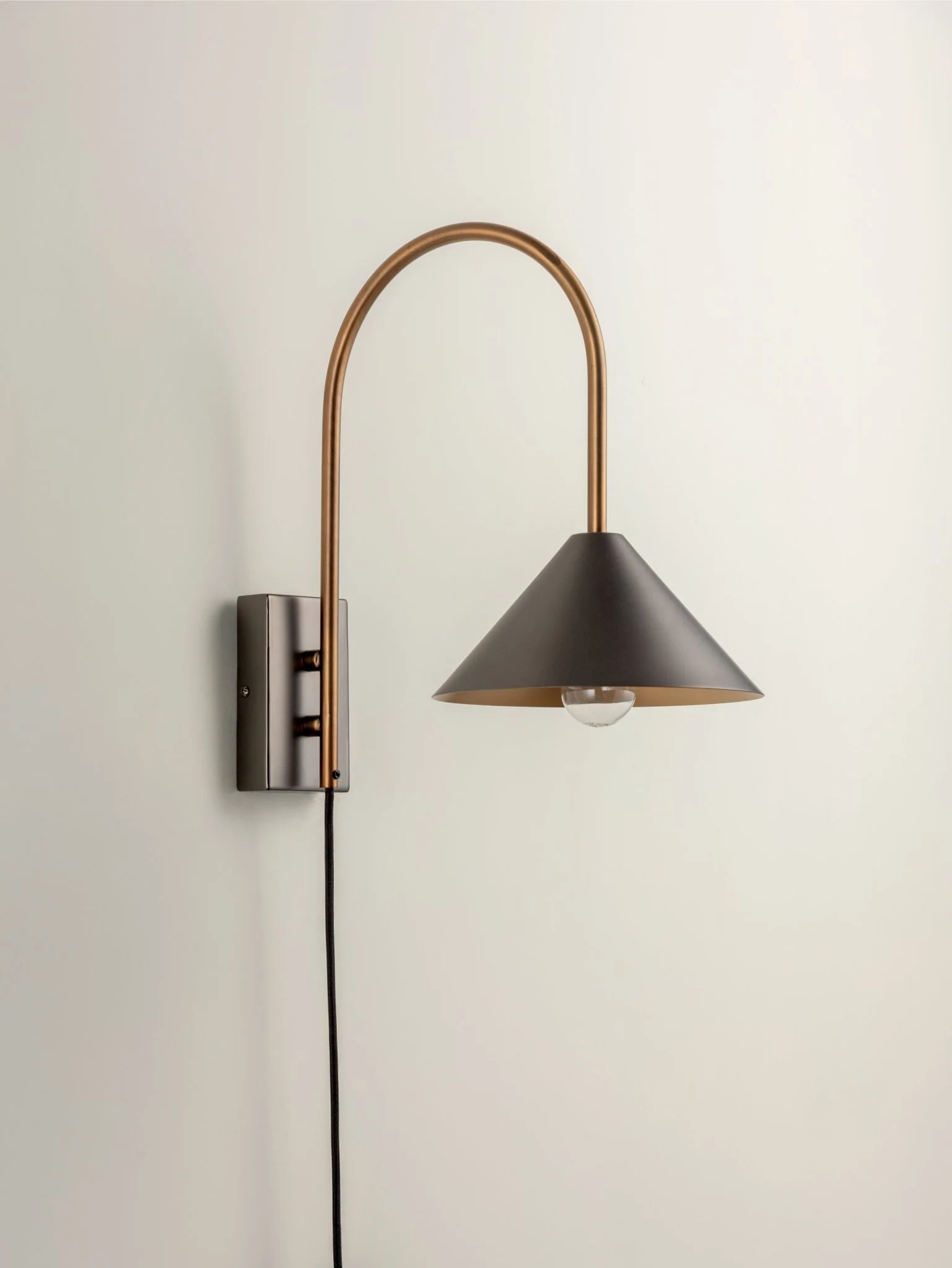 Orta - 1 Light Antique Silver And Burnish Brass Cone Wall Light