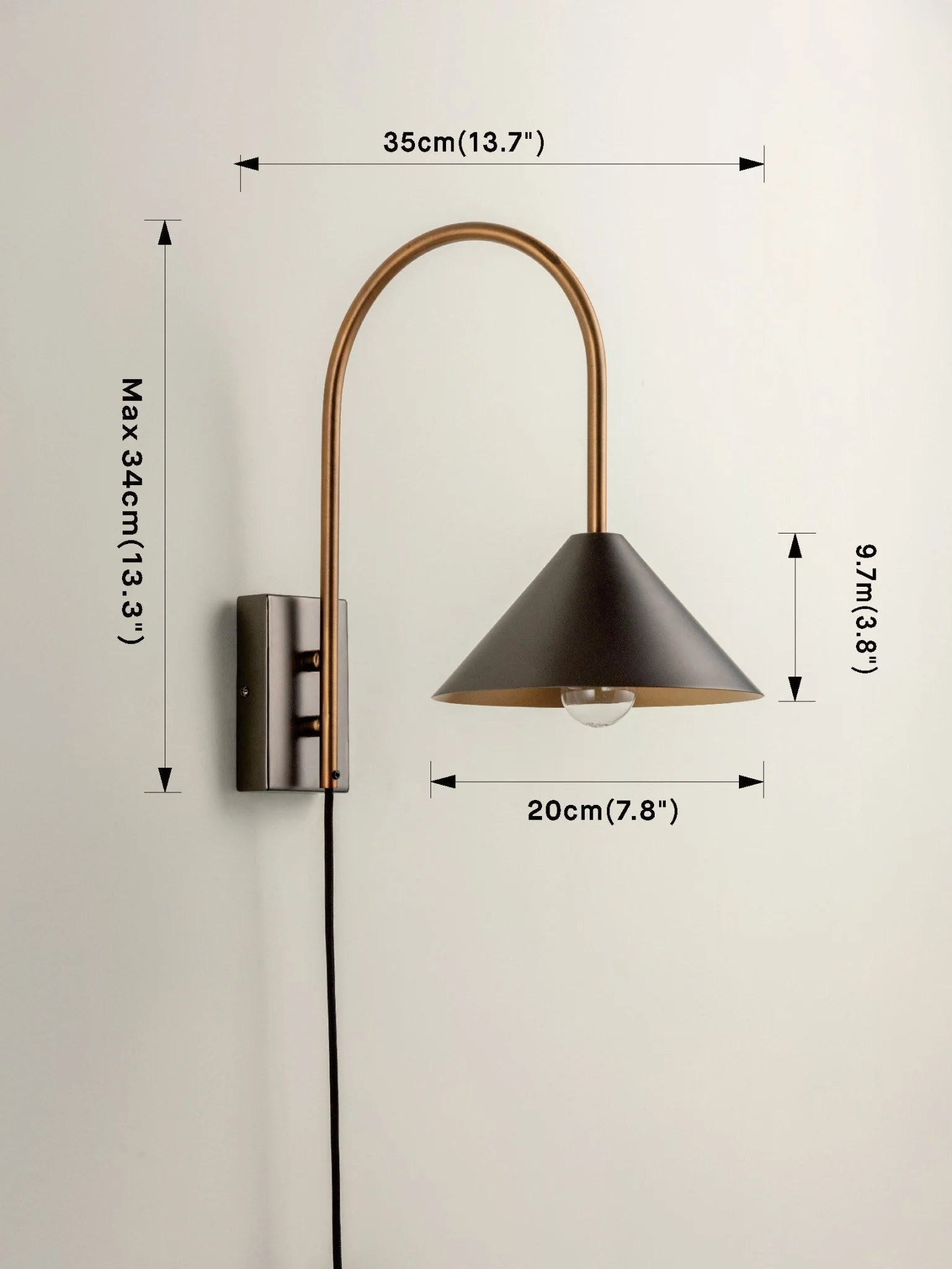 Orta - 1 Light Antique Silver And Burnish Brass Cone Wall Light - Image 6