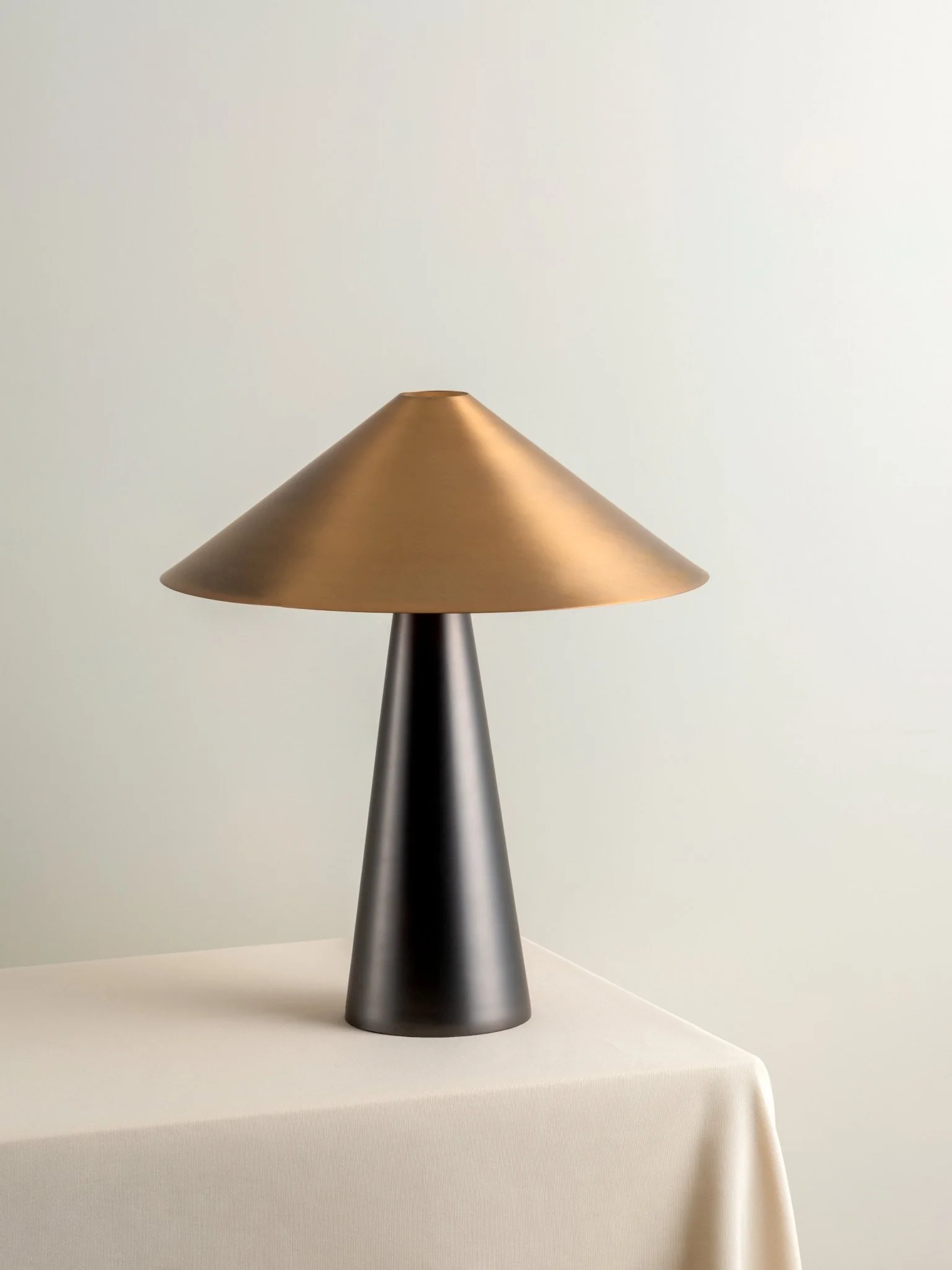 Orta - 1 Light Antique Silver And Burnished Brass Cone Table Lamp