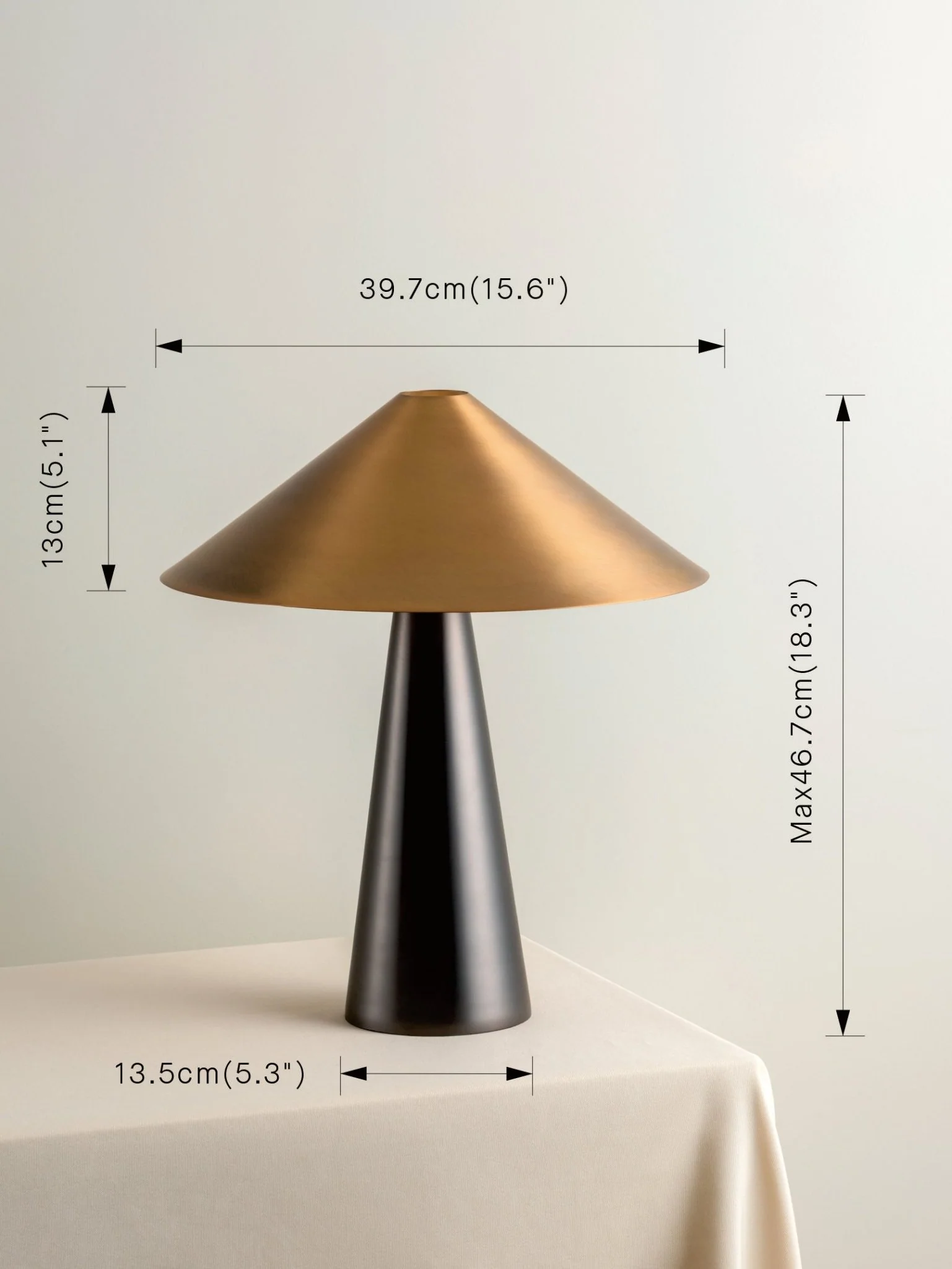 Orta - 1 Light Antique Silver And Burnished Brass Cone Table Lamp - Image 7