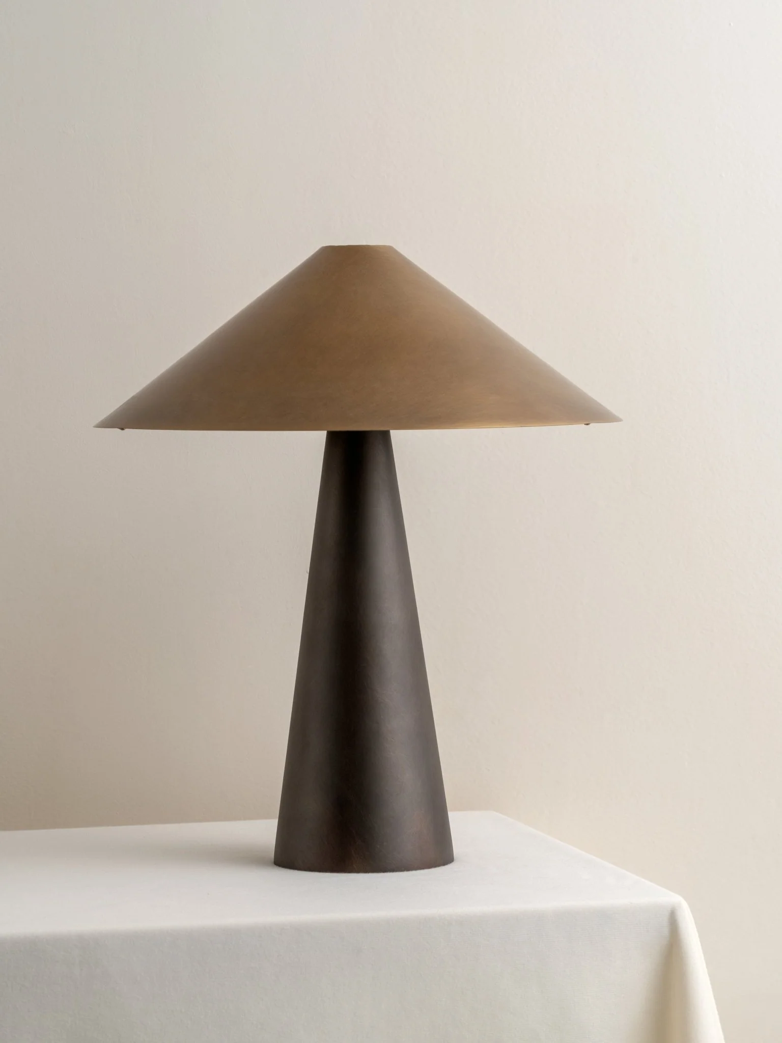 Orta - Aged Brass And Bronze Cone Table Lamp - Image 3