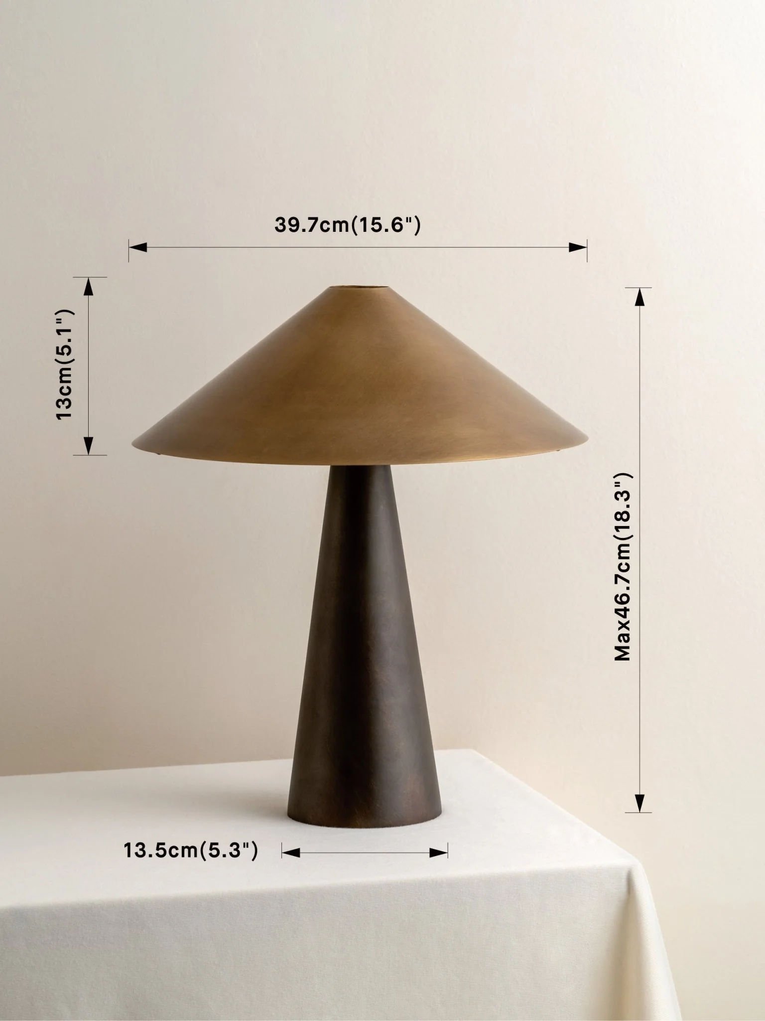 Orta - Aged Brass And Bronze Cone Table Lamp - Image 6