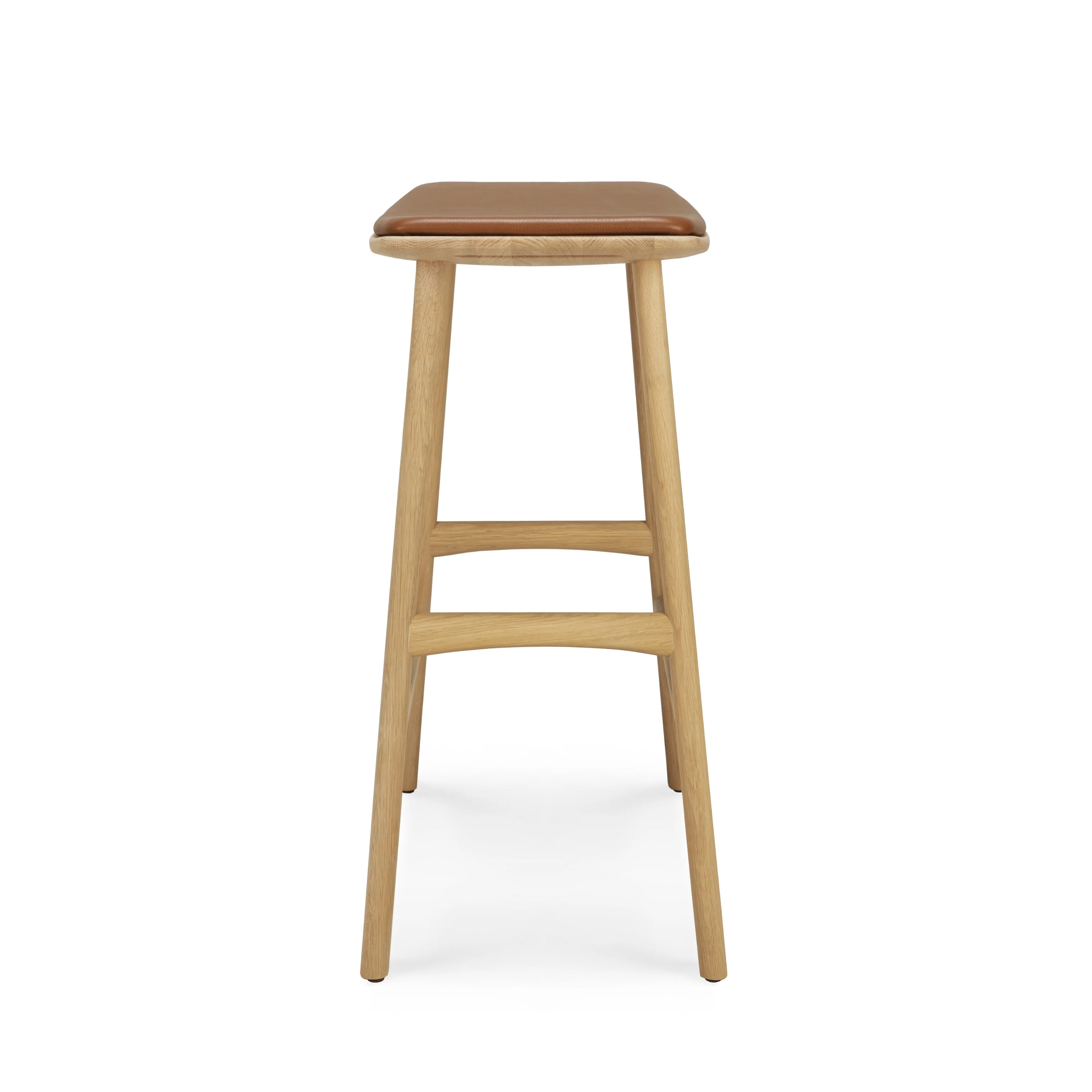 Osso Counter Stool - Varnished Oak - Cognac Leather - Image 3