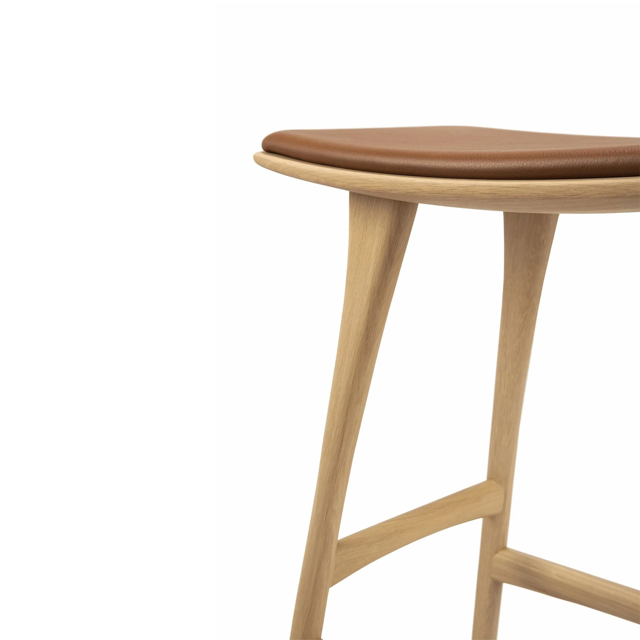 Osso Counter Stool - Varnished Oak - Cognac Leather - Image 5