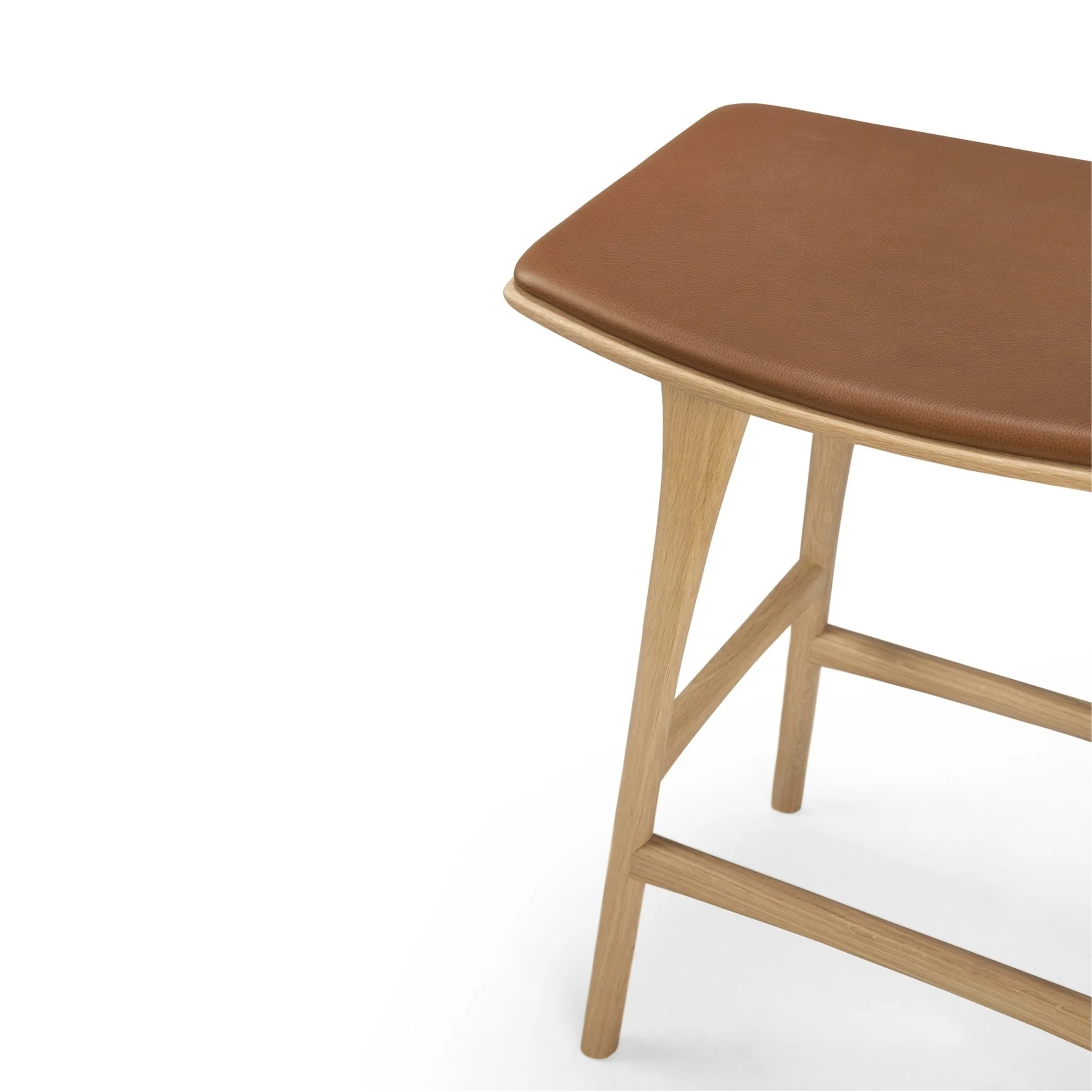 Osso Counter Stool - Varnished Oak - Cognac Leather - Image 7