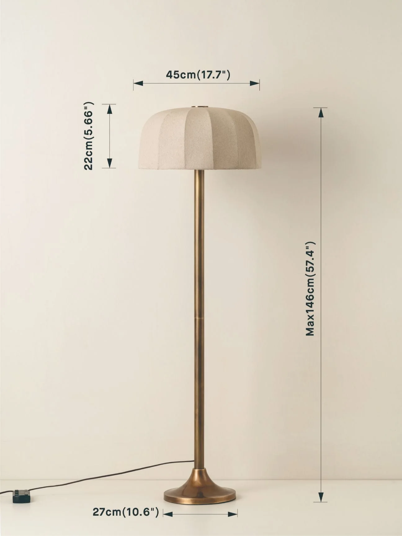 Ottino - Aged Brass And Linen Floor Lamp - Image 5