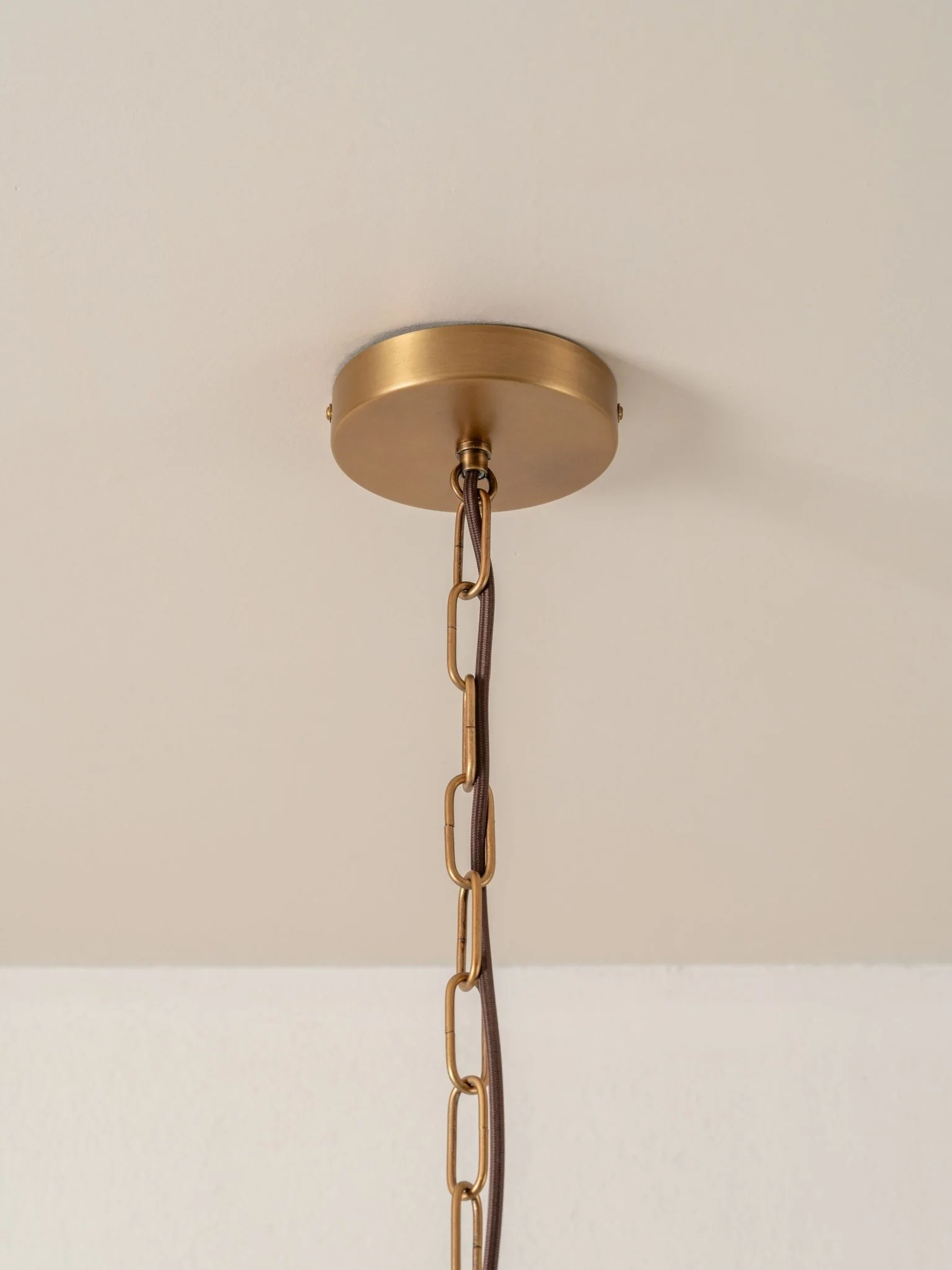 Ottino - Aged Brass And Linen Pendant - Image 3