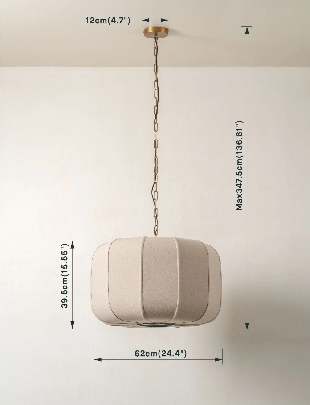 Ottino - Aged Brass And Linen Pendant - Image 5