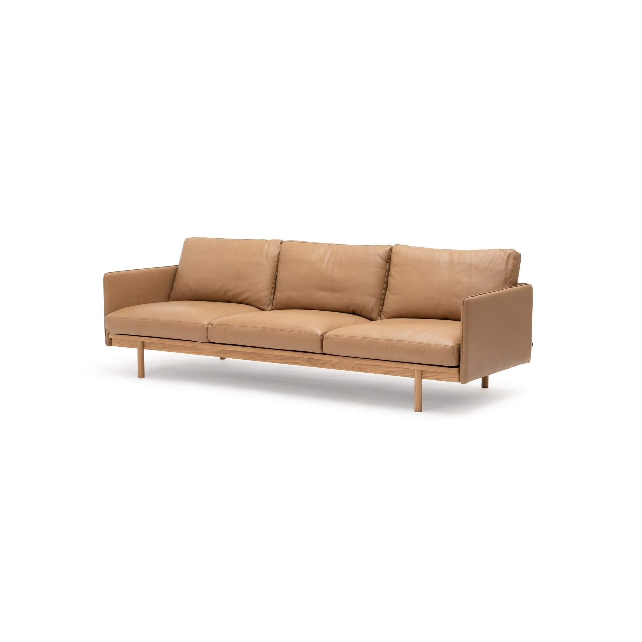 Pensive 240 Sofa - Light Oak & Pecan Leather - Image 2