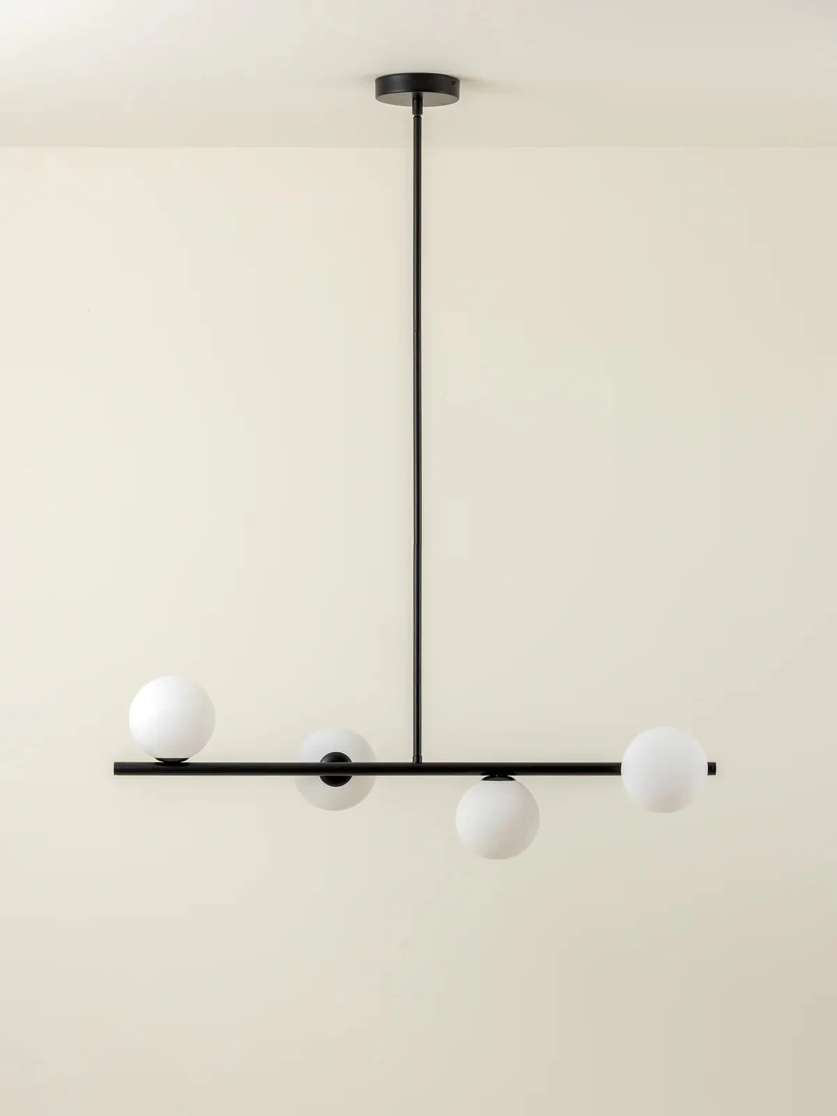 Perch - 4 Light Matt Black And Opal Pendant Bar